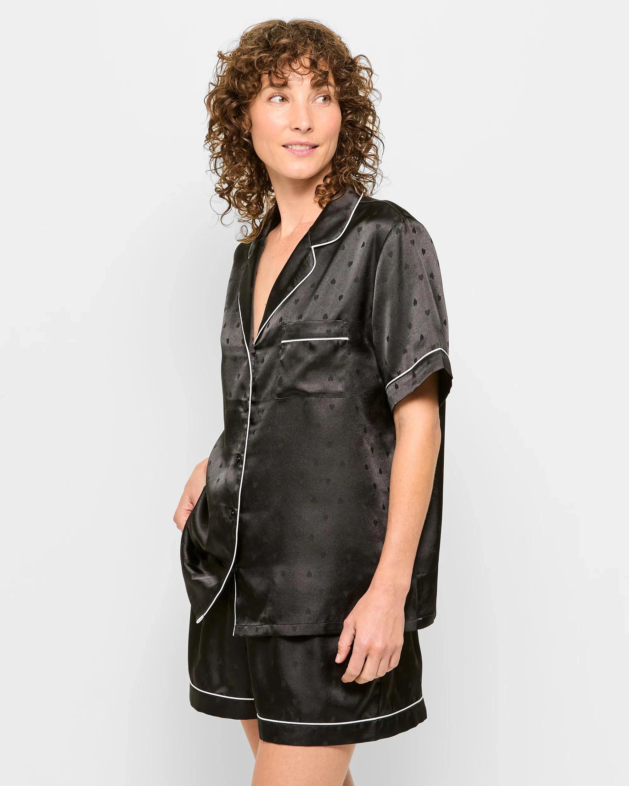 3 Target Short Satin Pyjama Set BLACK HEARTS, 3 of 5