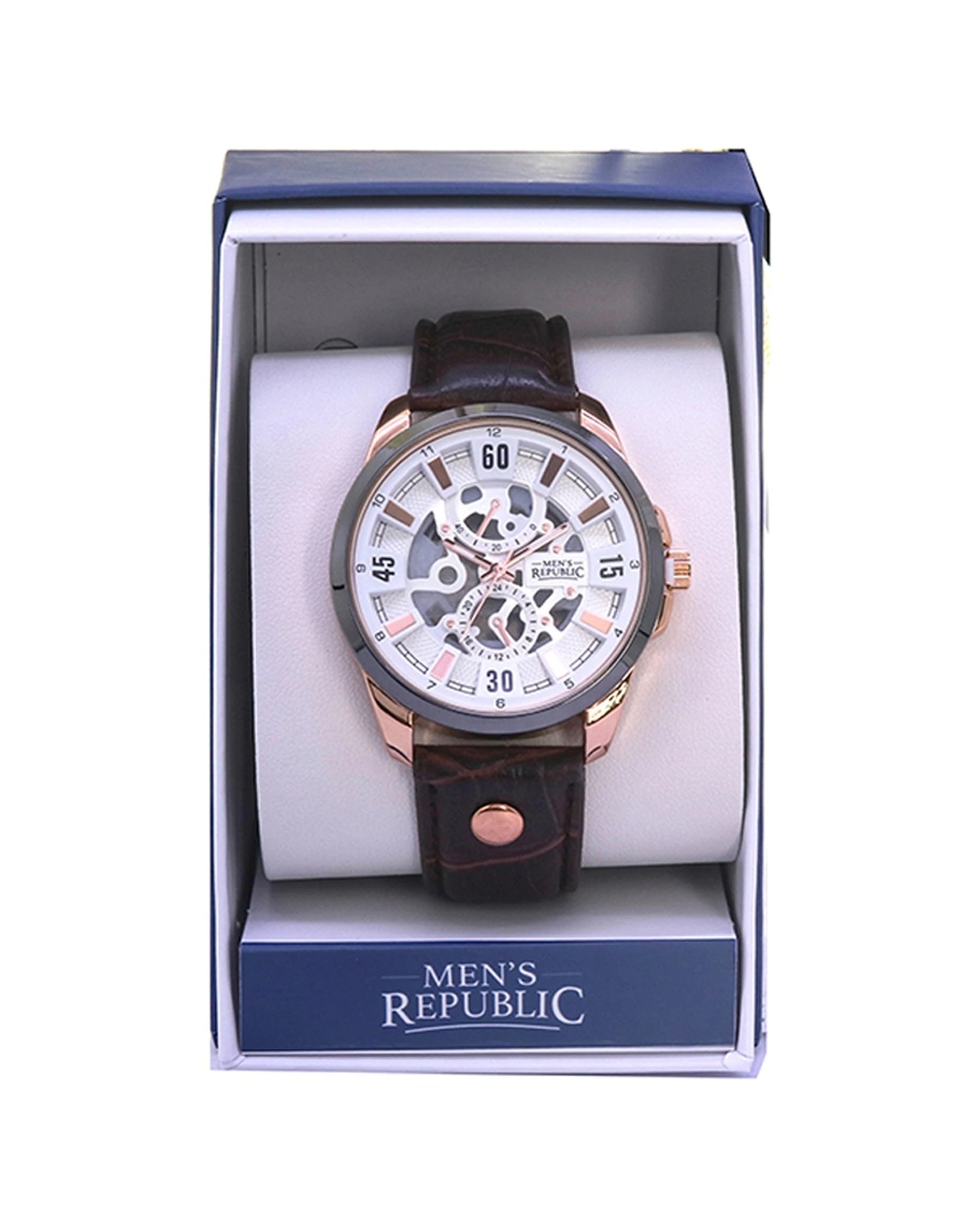 1 Men's Republic Watch Limited Series Leather Alloy Quartz Movement Signature 4.4cm - Brown, 1 of 3