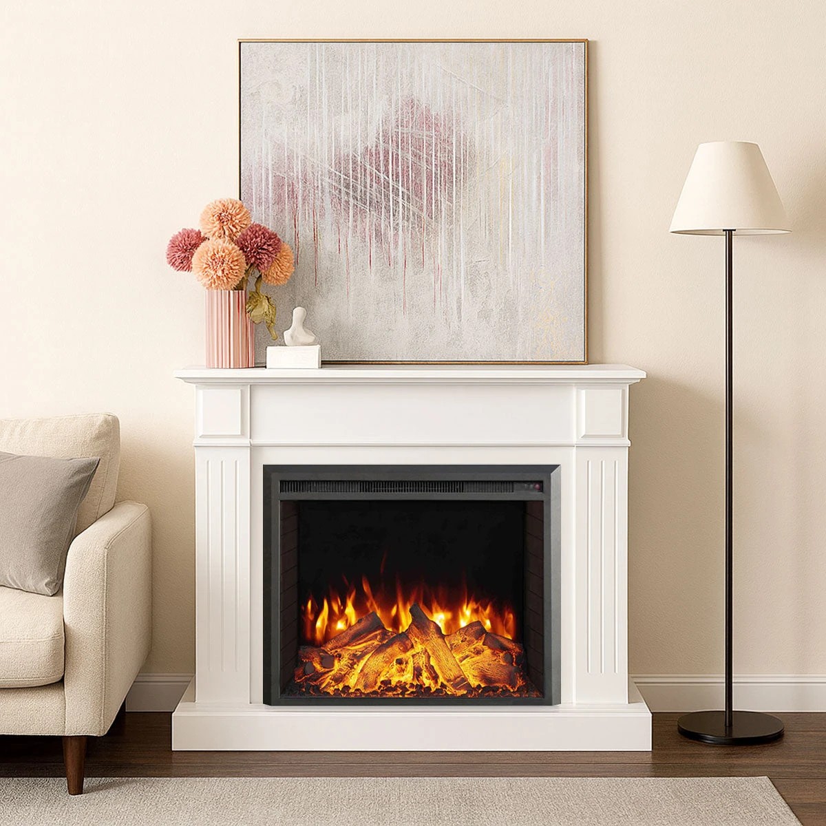 9 Moda Living Berwick Electric Fireplace Heater White Mantel Suite with Starlight Insert - White, 9 of 9