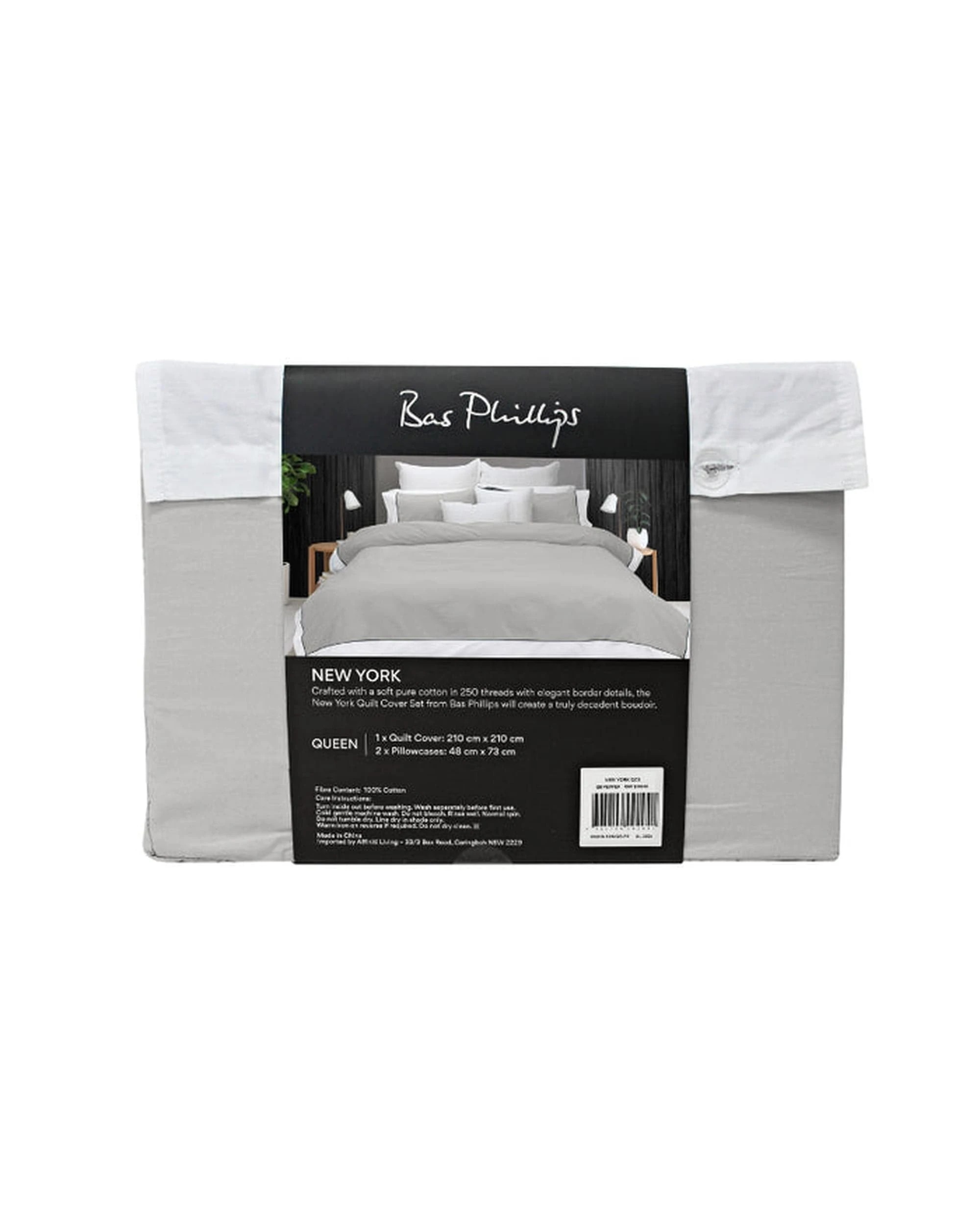 3 Bas Phillips New York Quilt Cover Set - Queen Bed - White, 3 of 4