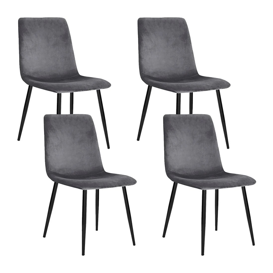1 Artiss Dining Chairs Set of 4 Velvet Horizontal Slope - Grey, 1 of 8