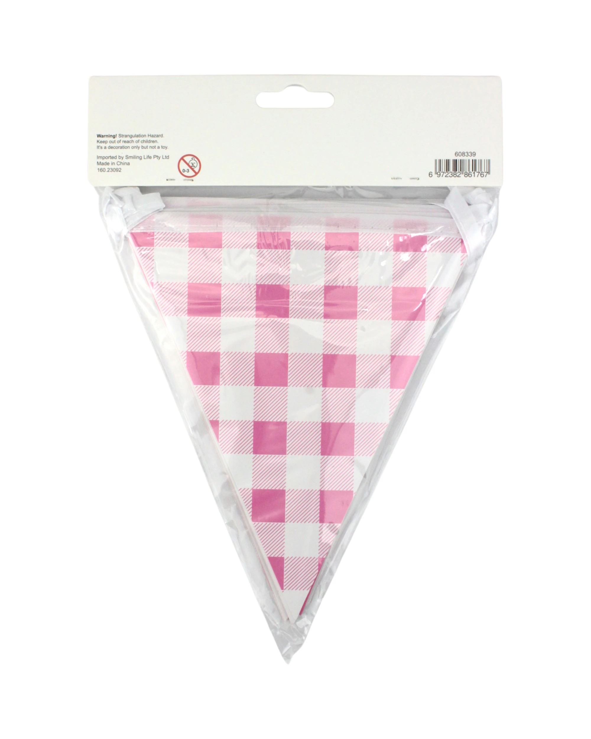 4 Party Maker Gingham Bunting Decoration Accessory - Pink, 4 of 4