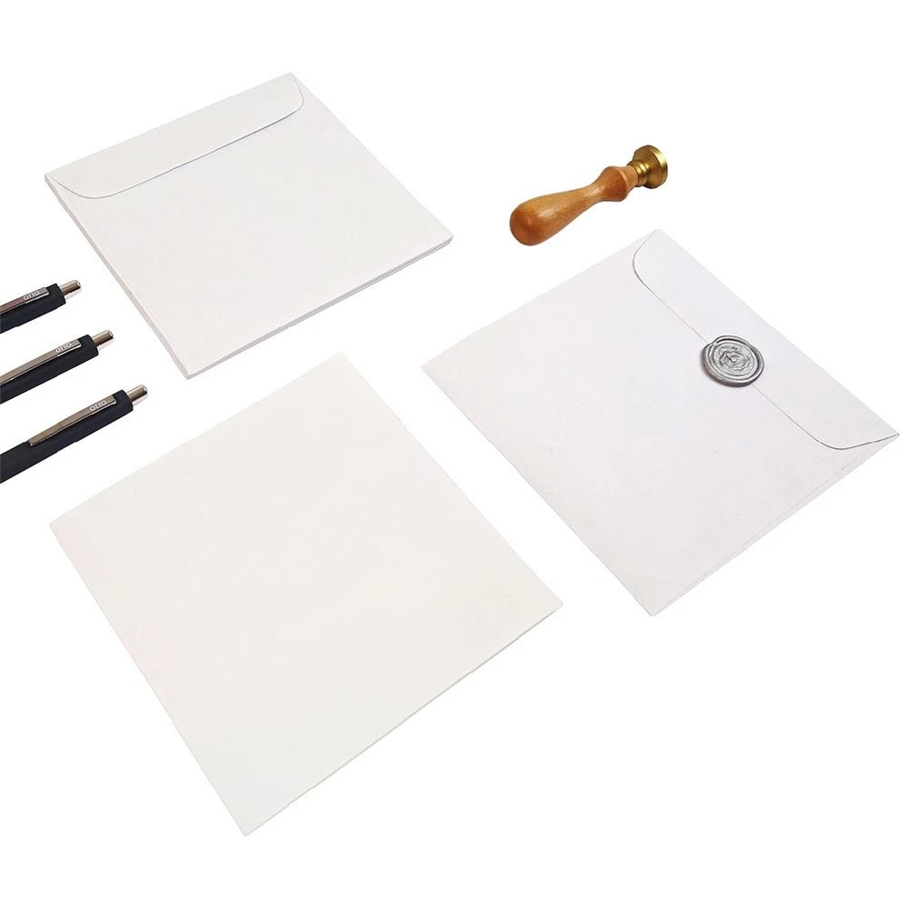 4 Quill 150mm Square Linen Bond Envelopes White 10 Pack, 4 of 4