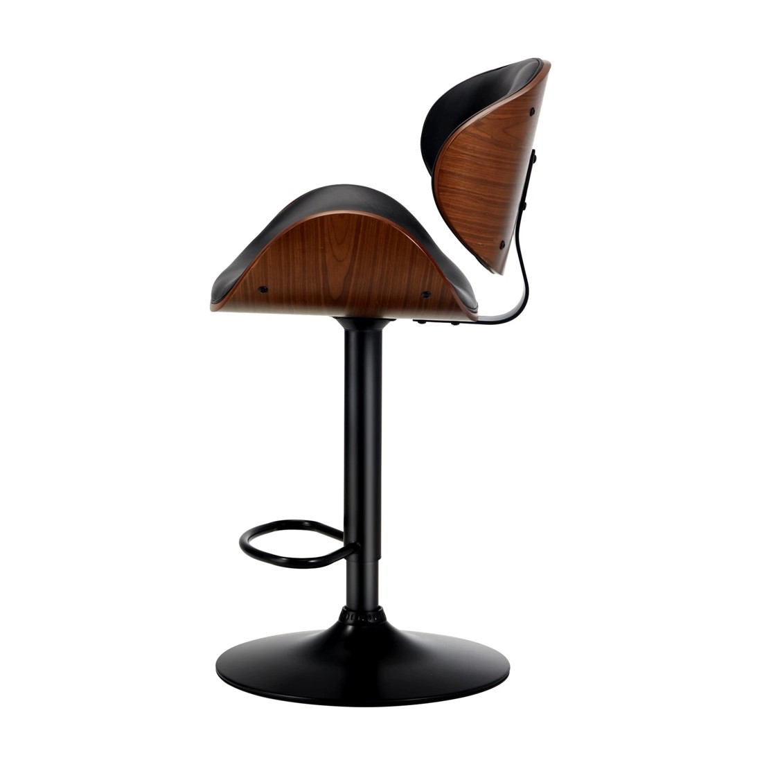 8 Oikiture 2x Bar Stools Kitchen Stool Swivel Chair Wooden Leather Gas Lift
 - Black, 8 of 10