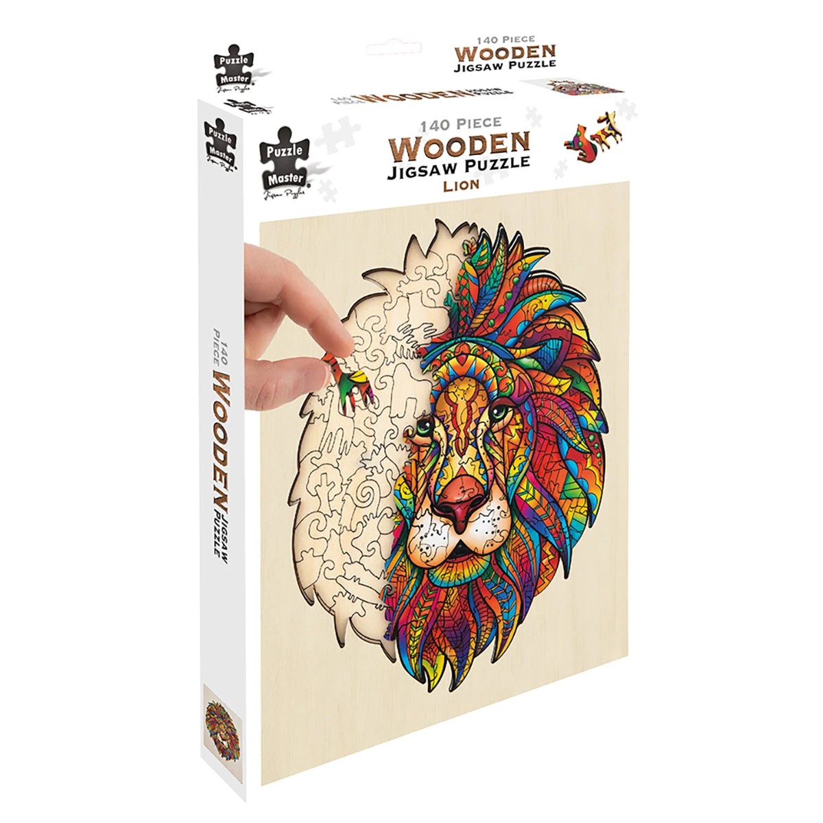 1 Puzzle Master 140 Piece Wooden Jigsaw Puzzle, Lion, 1 of 8