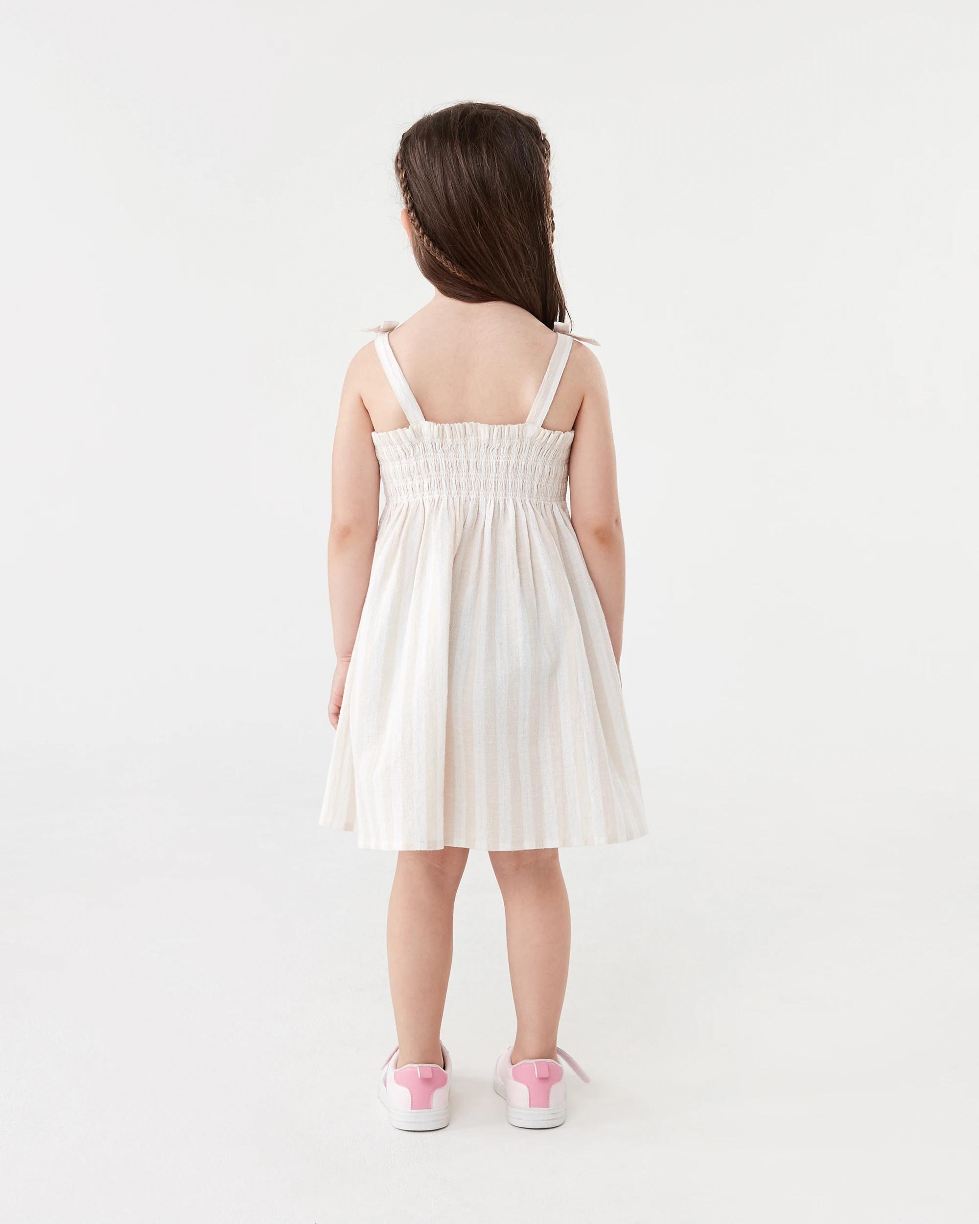 8 Lurex Stripe Smocked Dress Bge Stripe, 8 of 8