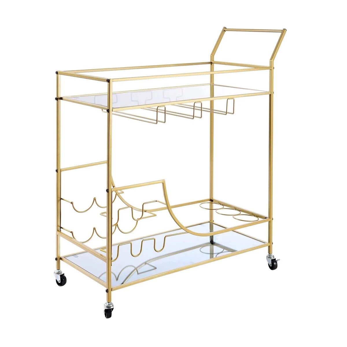 1 Ausway Bar Cart Drinks Trolley Wine Coffee Tea - Gold, 1 of 6