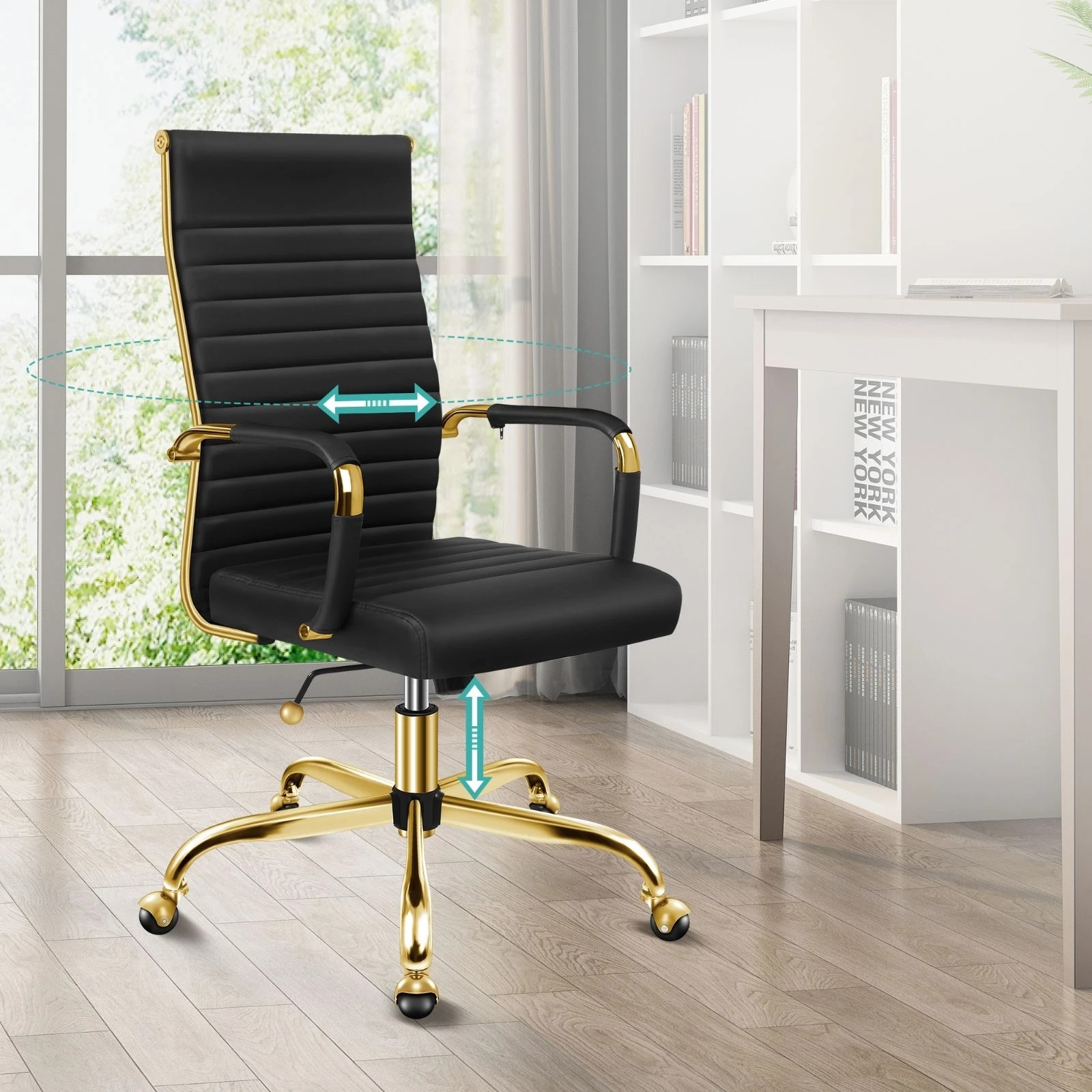 3 Alfordson Office Chair Padded Seat Ergonomic Executive Computer Study Gaming - Black, 3 of 10