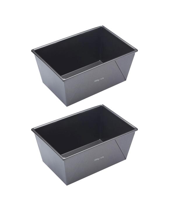 Mastercraft 2x 24x16cm Heavy Base Non-Stick Box Sided Loaf Bread Pan - Black