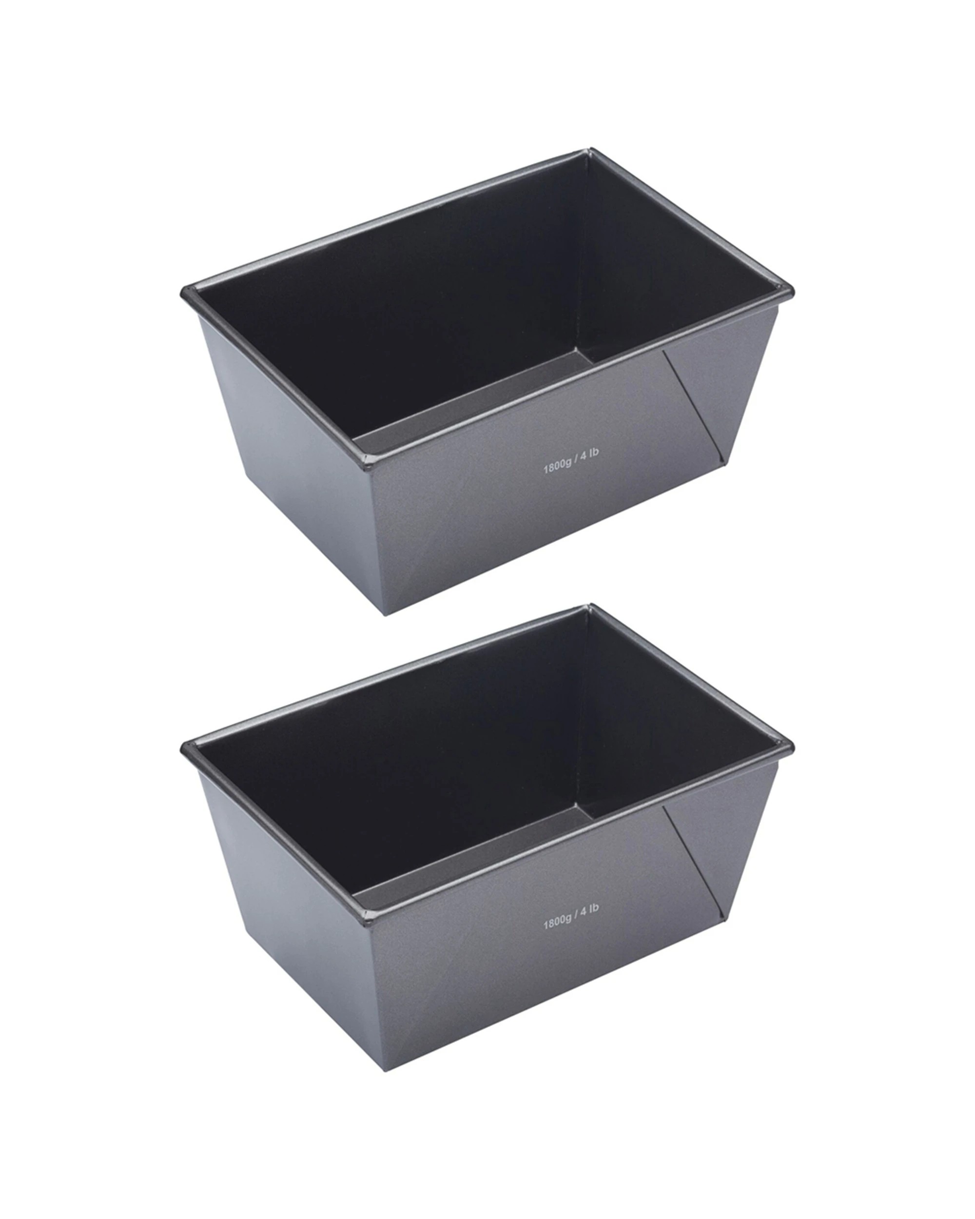 1 Mastercraft 2x 24x16cm Heavy Base Non-Stick Box Sided Loaf Bread Pan - Black, 1 of 6