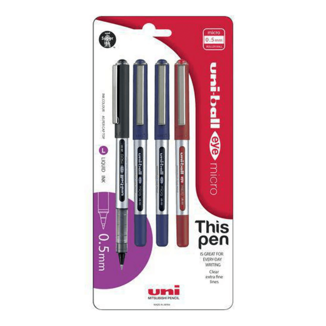 4 Uni-Ball Eye Micro Rollerball Pens Assorted 4 Pack, 4 of 6