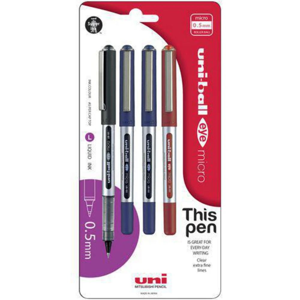 4 Uni-Ball Eye Micro Rollerball Pens Assorted 4 Pack, 4 of 6