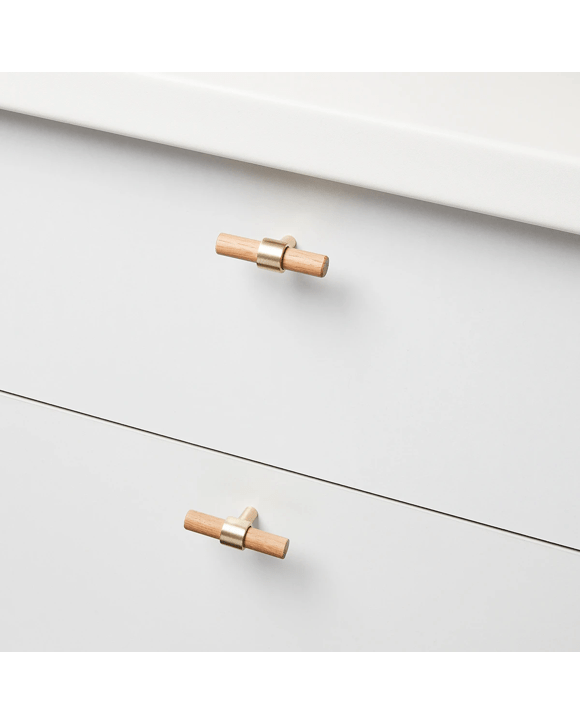 2 Pack Oak and Gold Look Handles