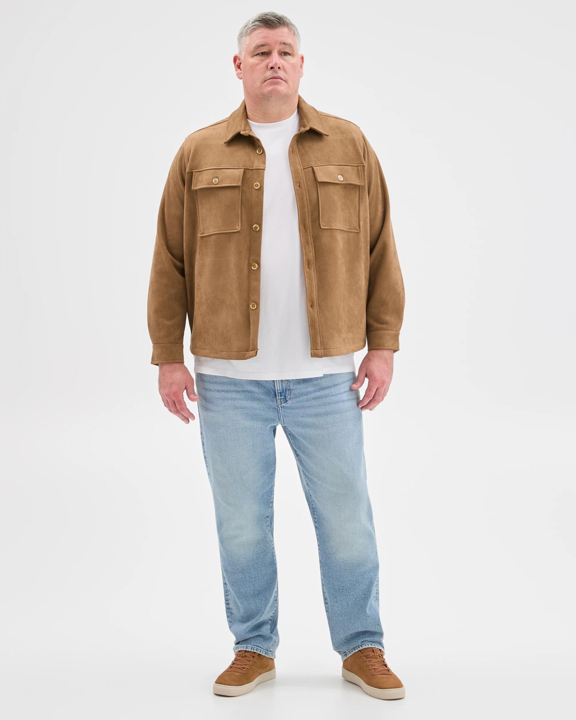 2 Target Man Plus Size Suede Overshirt TAN, 2 of 6