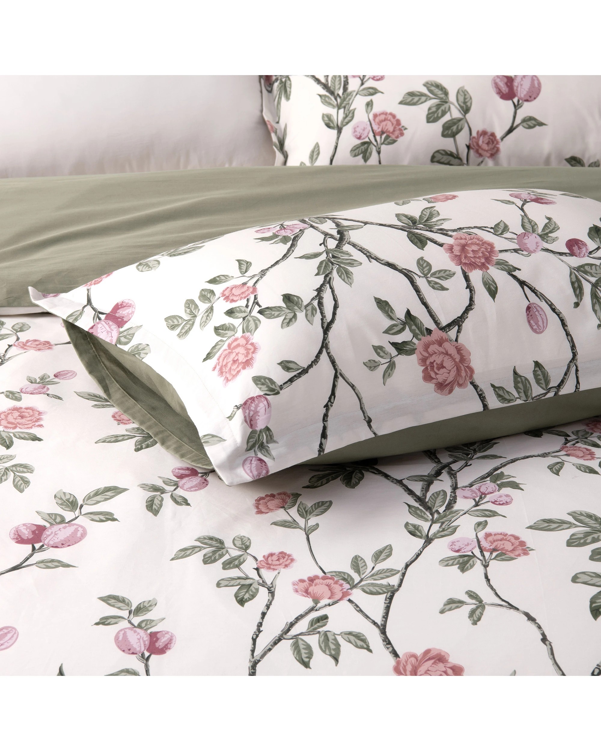 5 Dreamaker Magnolia 100% Cotton Reversible Quilt Cover Set - Queen Bed - Green, 5 of 8
