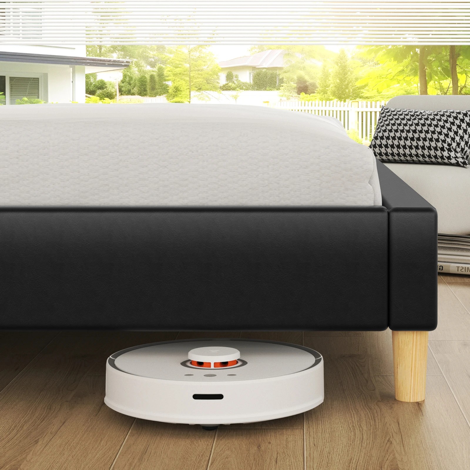 8 Alfordson Bed Frame King Single Upholstered Platform Base Leather Tania - Black, 8 of 10