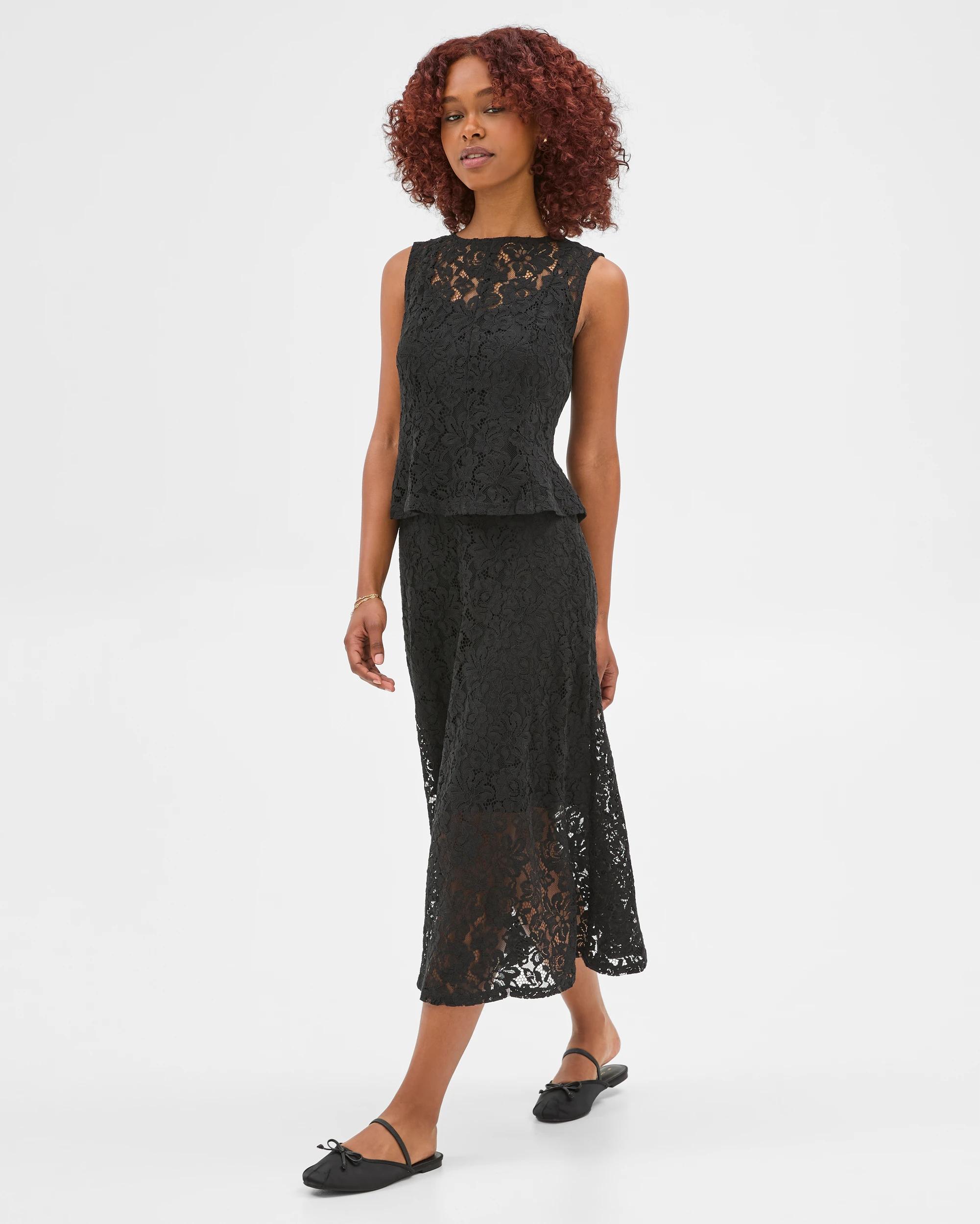2 Target Petites Lace Midi Skirt BLACK, 2 of 6