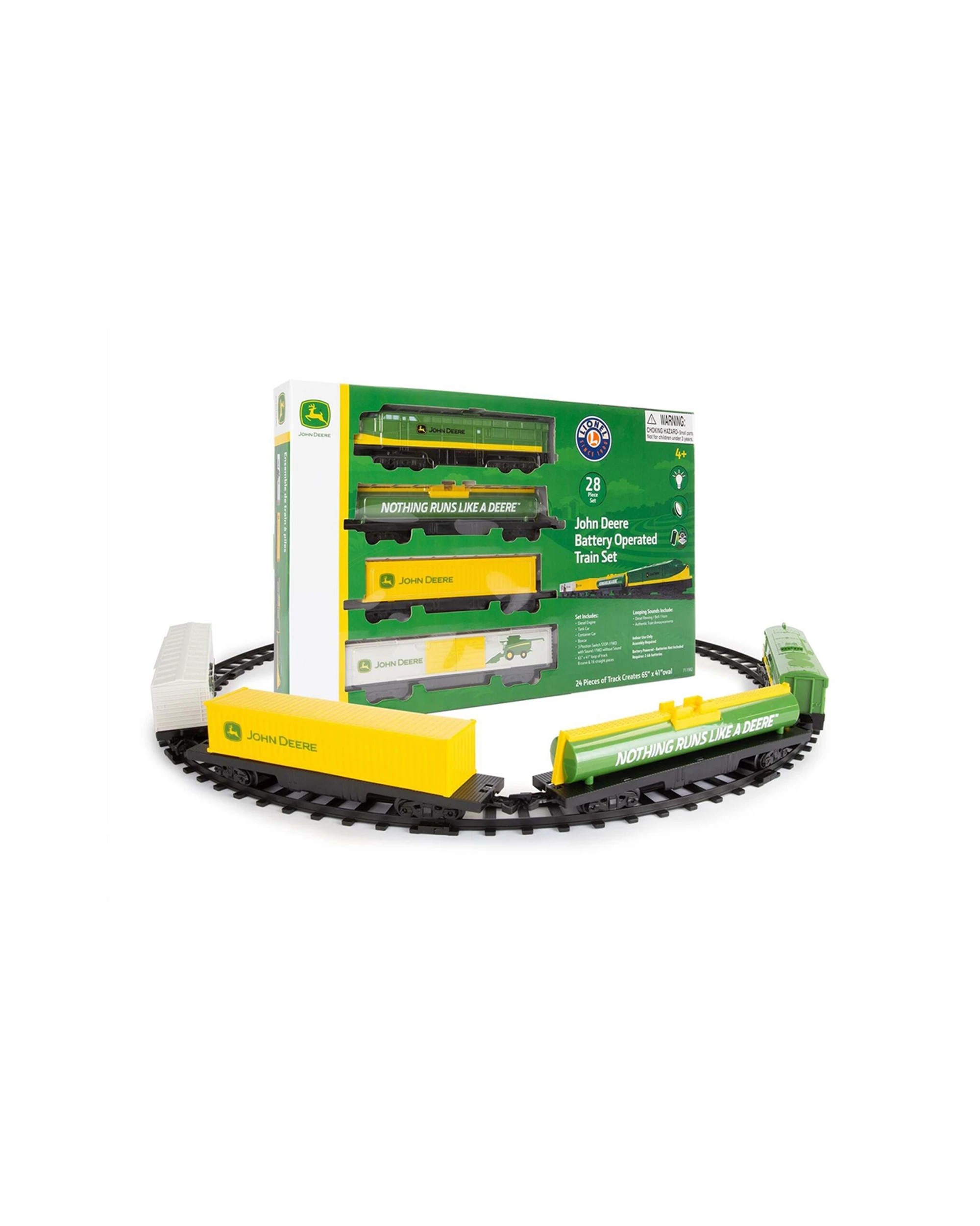 1 John Deere 28pc Battery Operated Mini Diesel Train Set With Light And Sound Ages 4 Plus - Green, 1 of 3