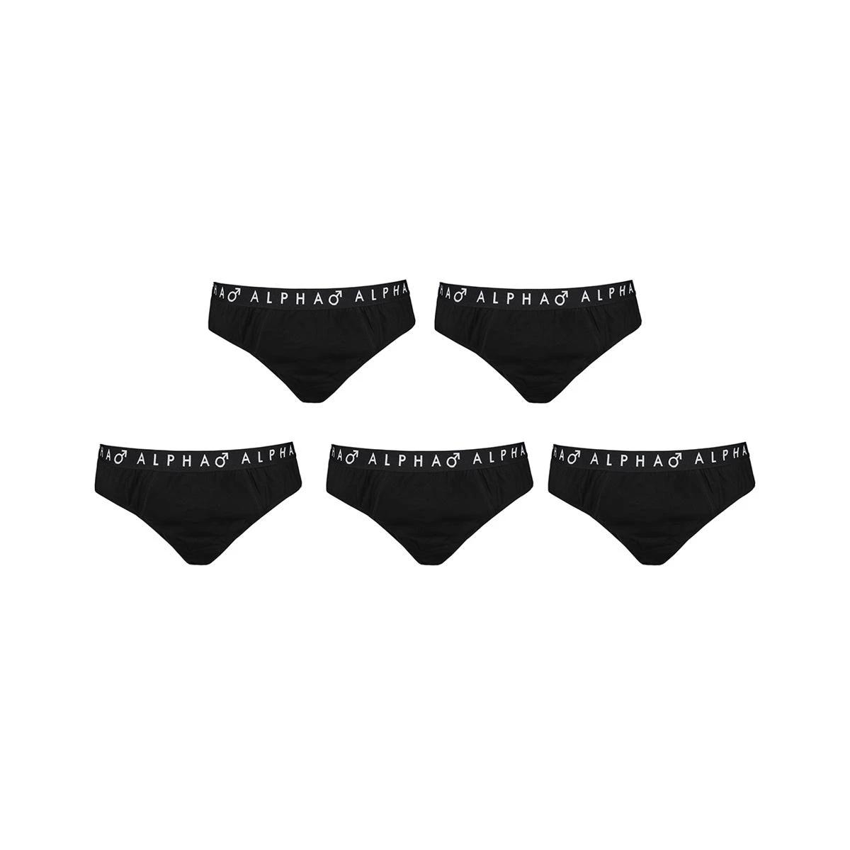 4 5 Pack Men's Larger Size Attached Elastic Waistband Briefs Extended Sizes Black, 4 of 5