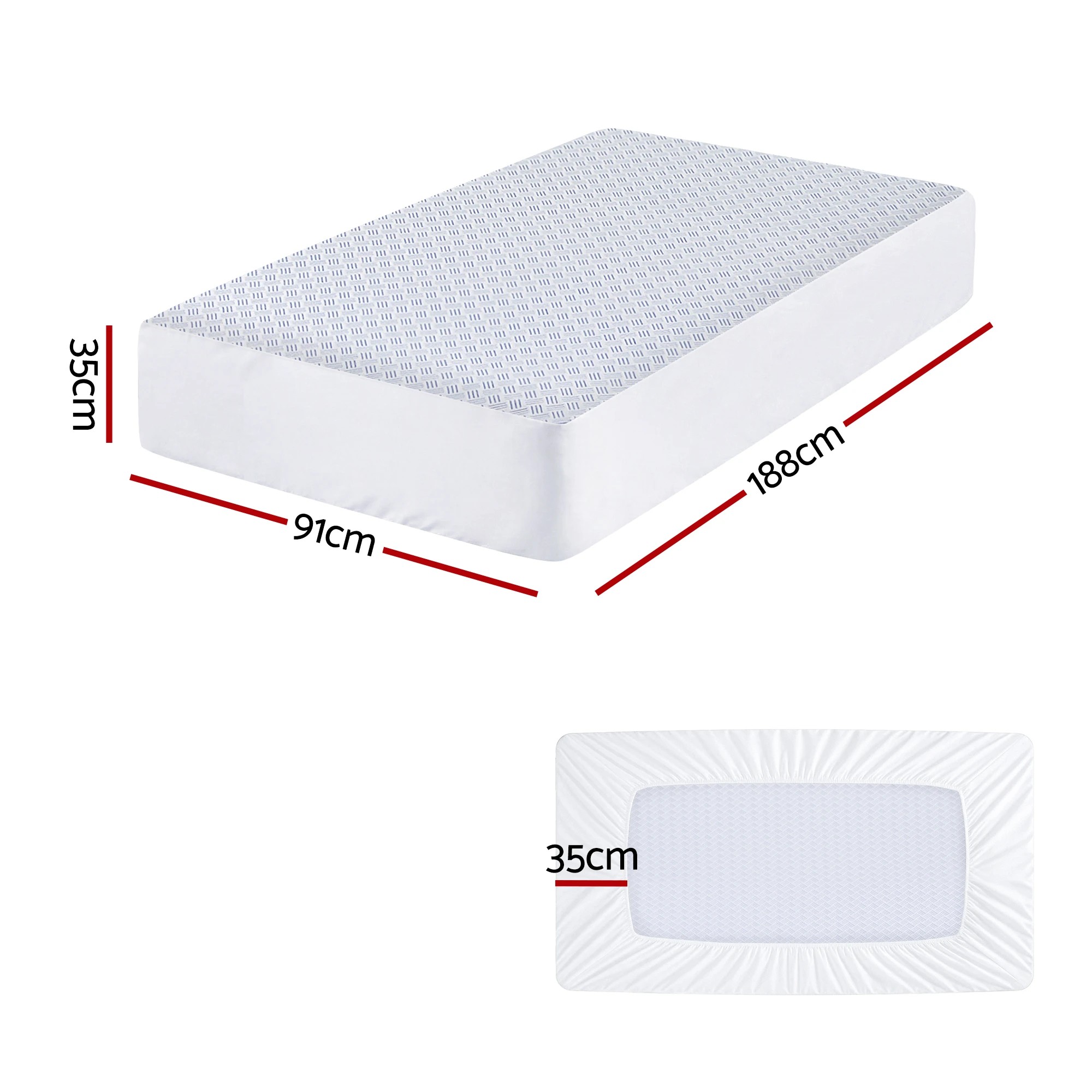 2 Giselle Cooling Mattress Protector Waterproof  Deep Pocket Fitted Cover - Single Bed - Blue, 2 of 3