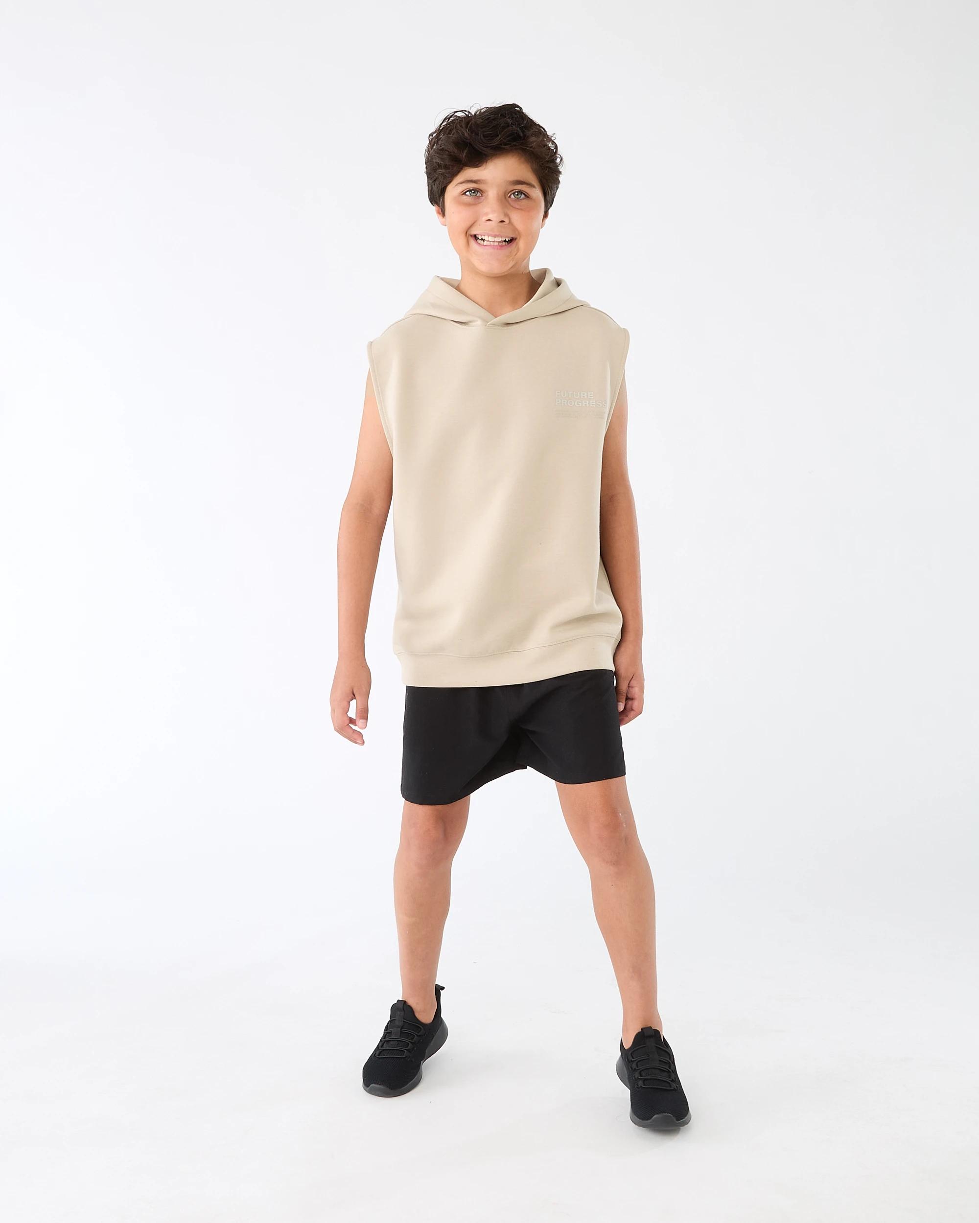6 Active Kids Sleeveless Hoodie Brn Slogan, 6 of 7