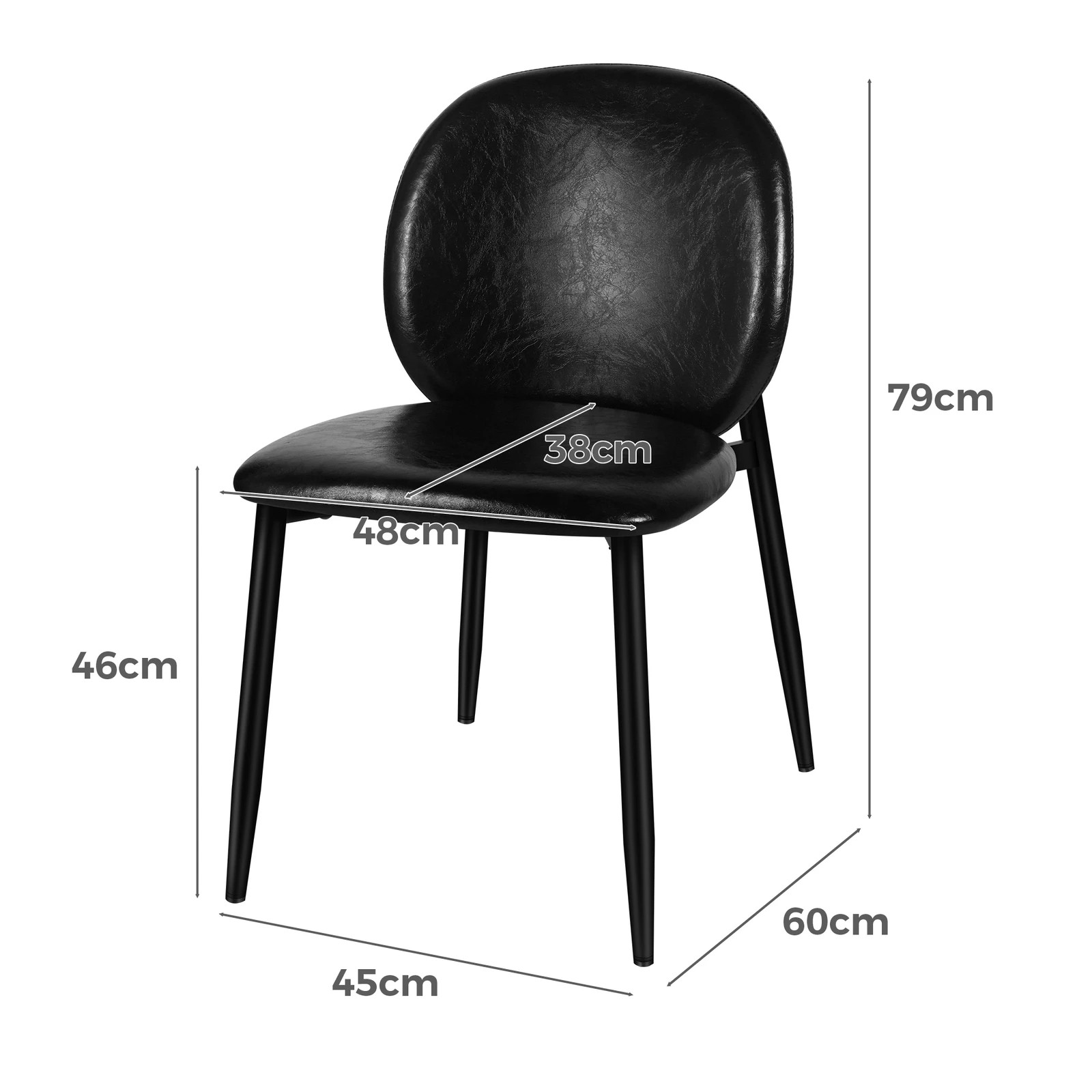 3 Alfordson 4x Dining Chairs Accent Kitchen Lounge Curved Back PU Leather - Black, 3 of 10