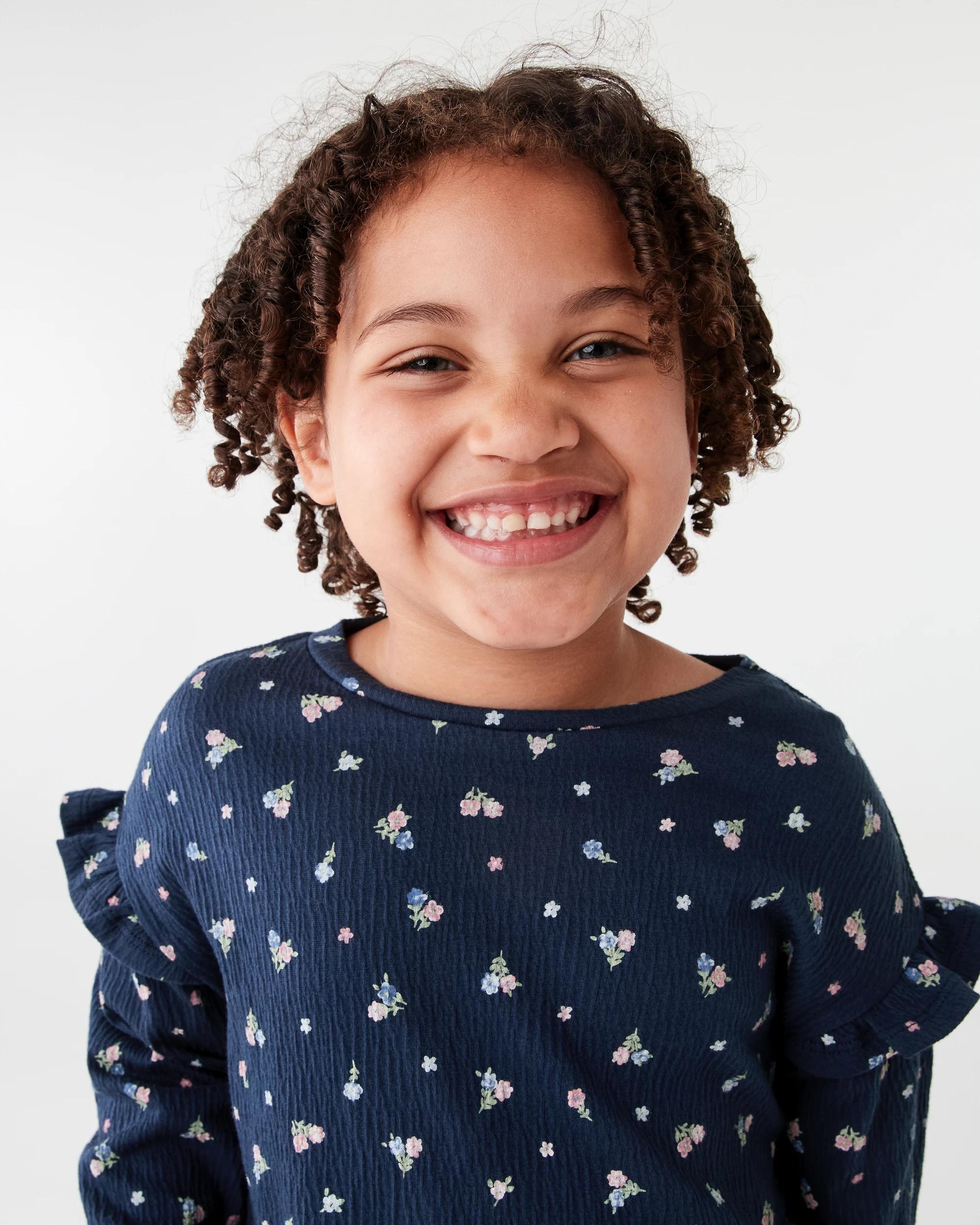 3 Long Sleeve Texture T-shirt Nvy Floral, 3 of 6