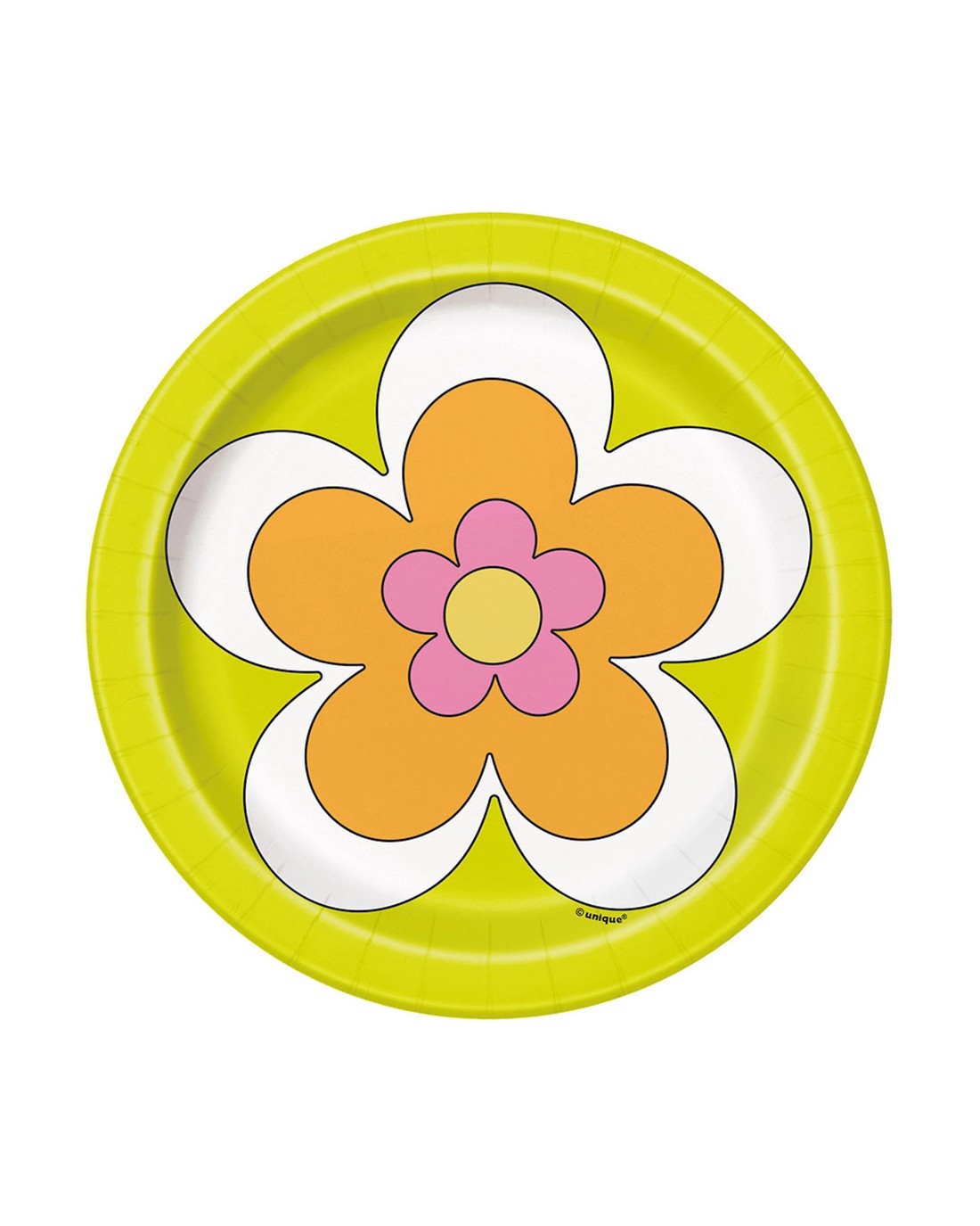 Unique Flower Power Small Paper Plates Pack of 8 - Multi - Kmart