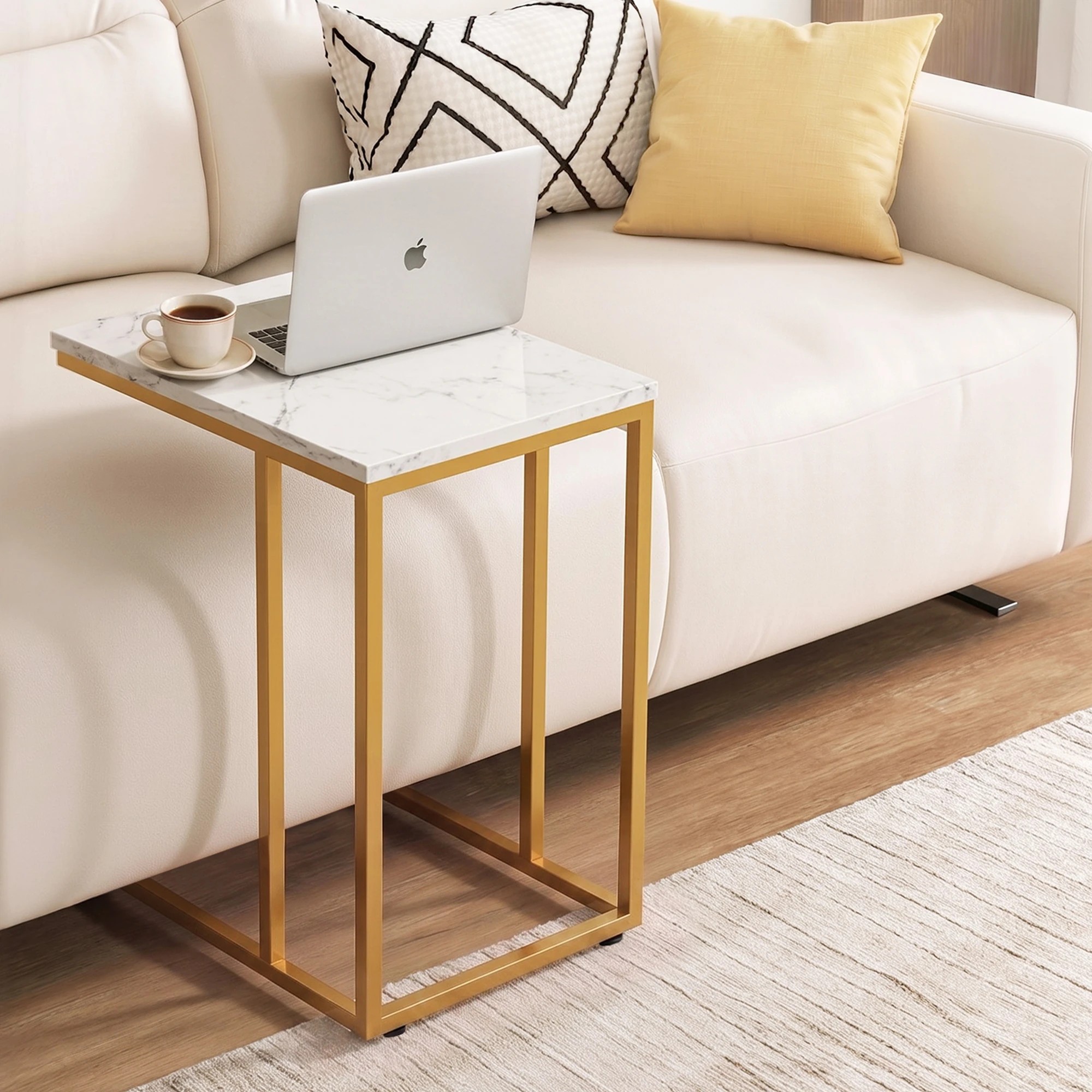 5 Artiss C Shaped End Table Set of 2 Coffee Table Side Table - White, 5 of 7