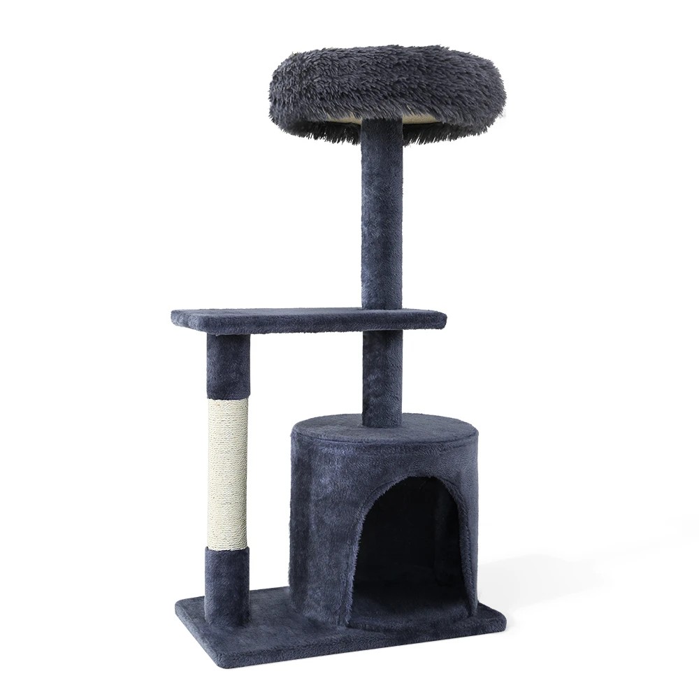 1 i.Pet Cat Tree 94cm Scratching Post Tower Scratcher Condo House Wood Trees - Grey, 1 of 4