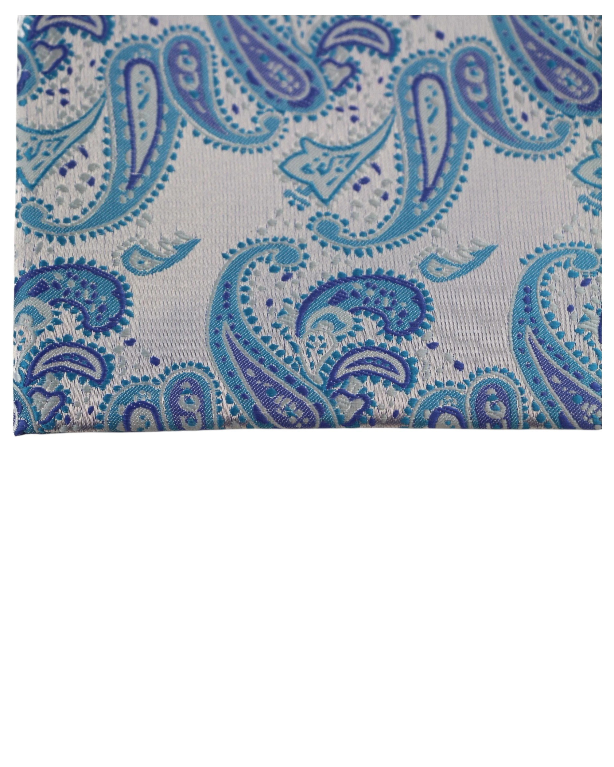 2 Zasel Mens Blue & White Paisley Silk Pocket Square - Multi - Multi, 2 of 4
