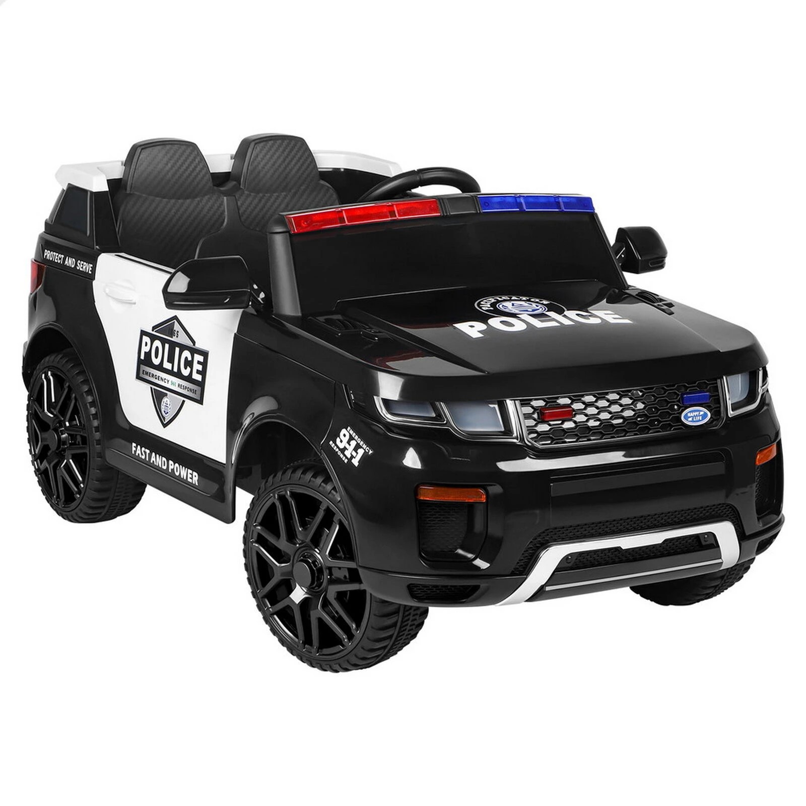 1 Alfordson Kids Police Ride On Car 12V Electric Toy Patrol Remote Control - Black, 1 of 10