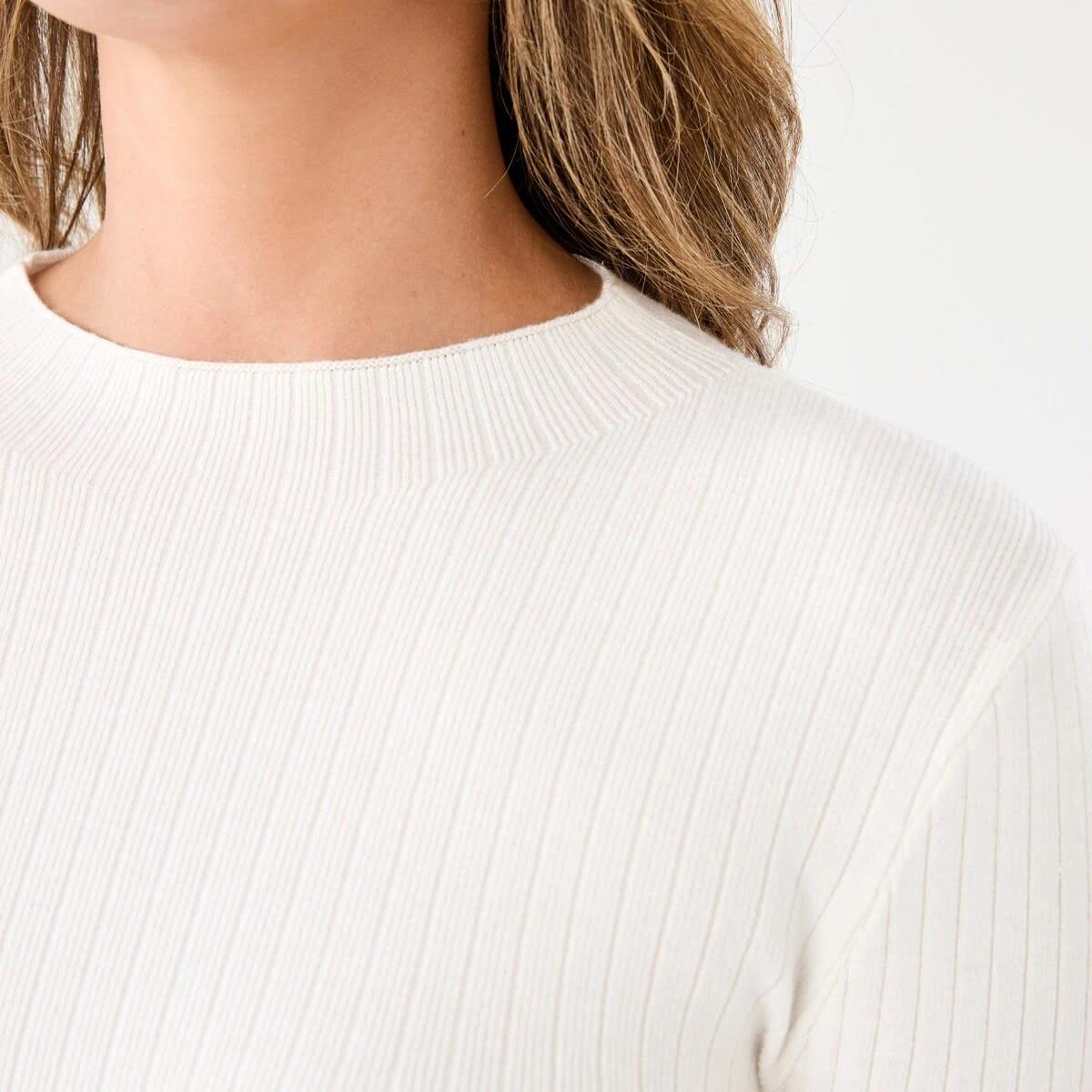 5 Long Sleeve Mock Neck Top Ecru, 5 of 6