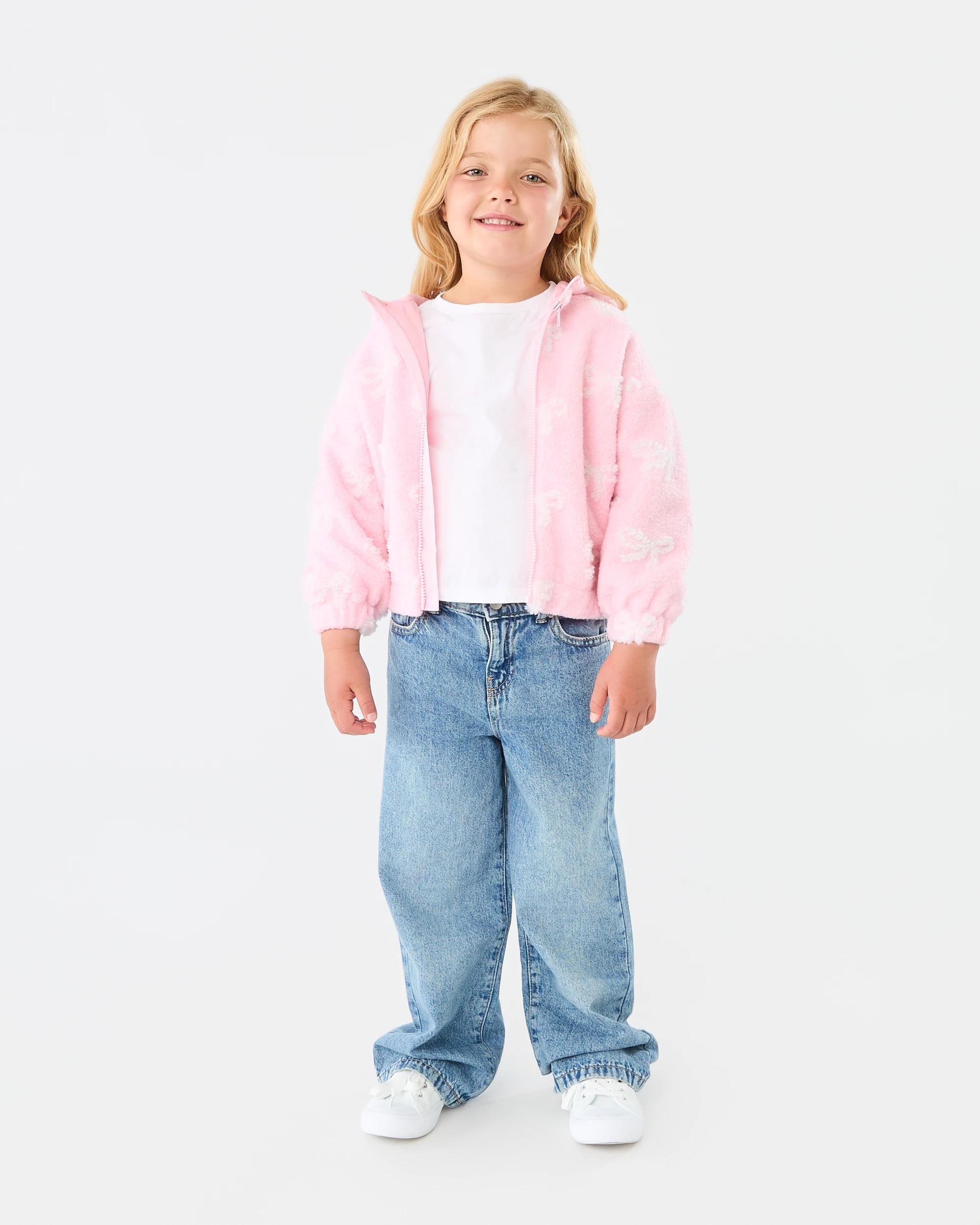 6 Sherpa Lined Zip Through Hoodie Pink Bow, 6 of 7