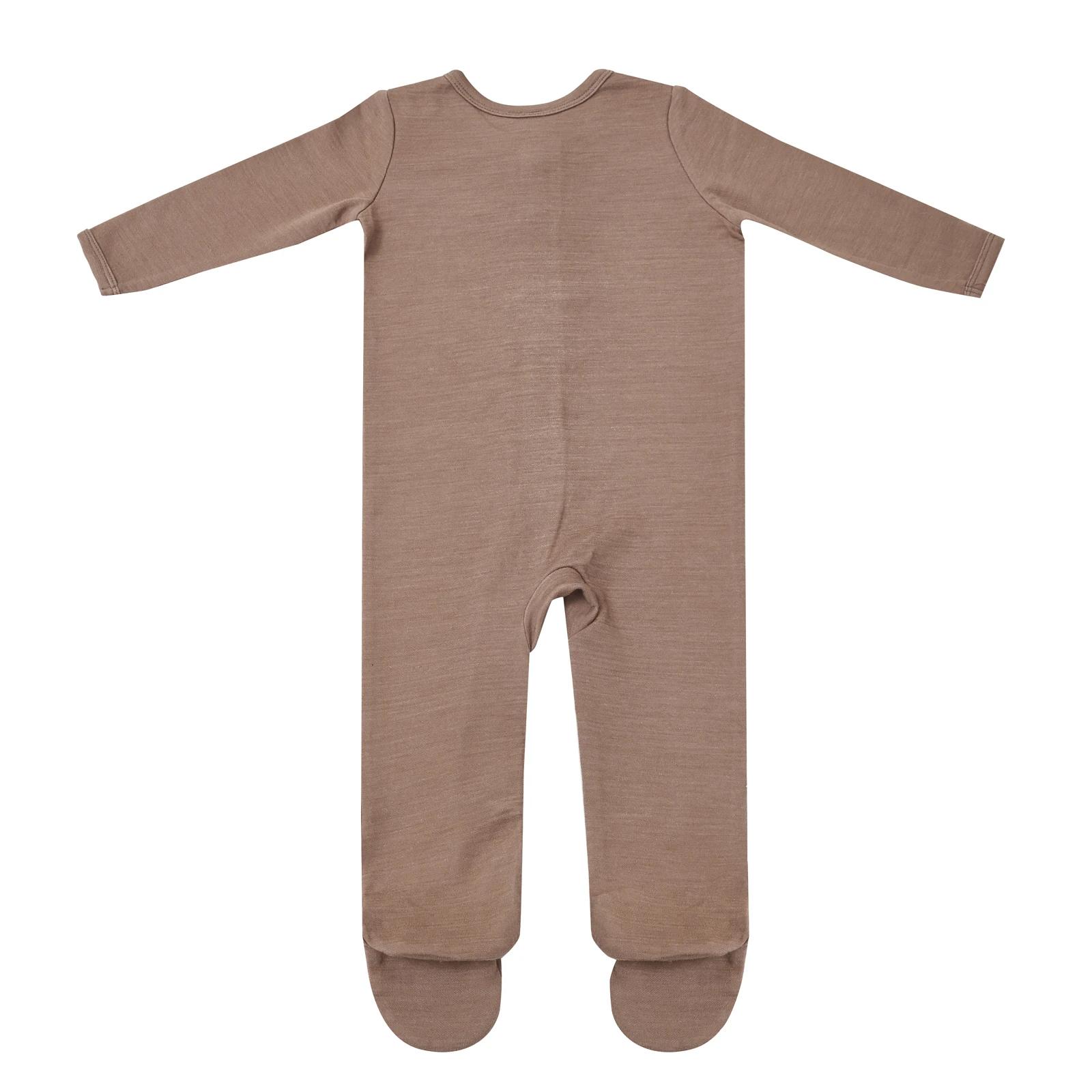 2 Merino Baby Australian Merino Wool Merino Coverall- Brown Marle BROWN MARLE, 2 of 6
