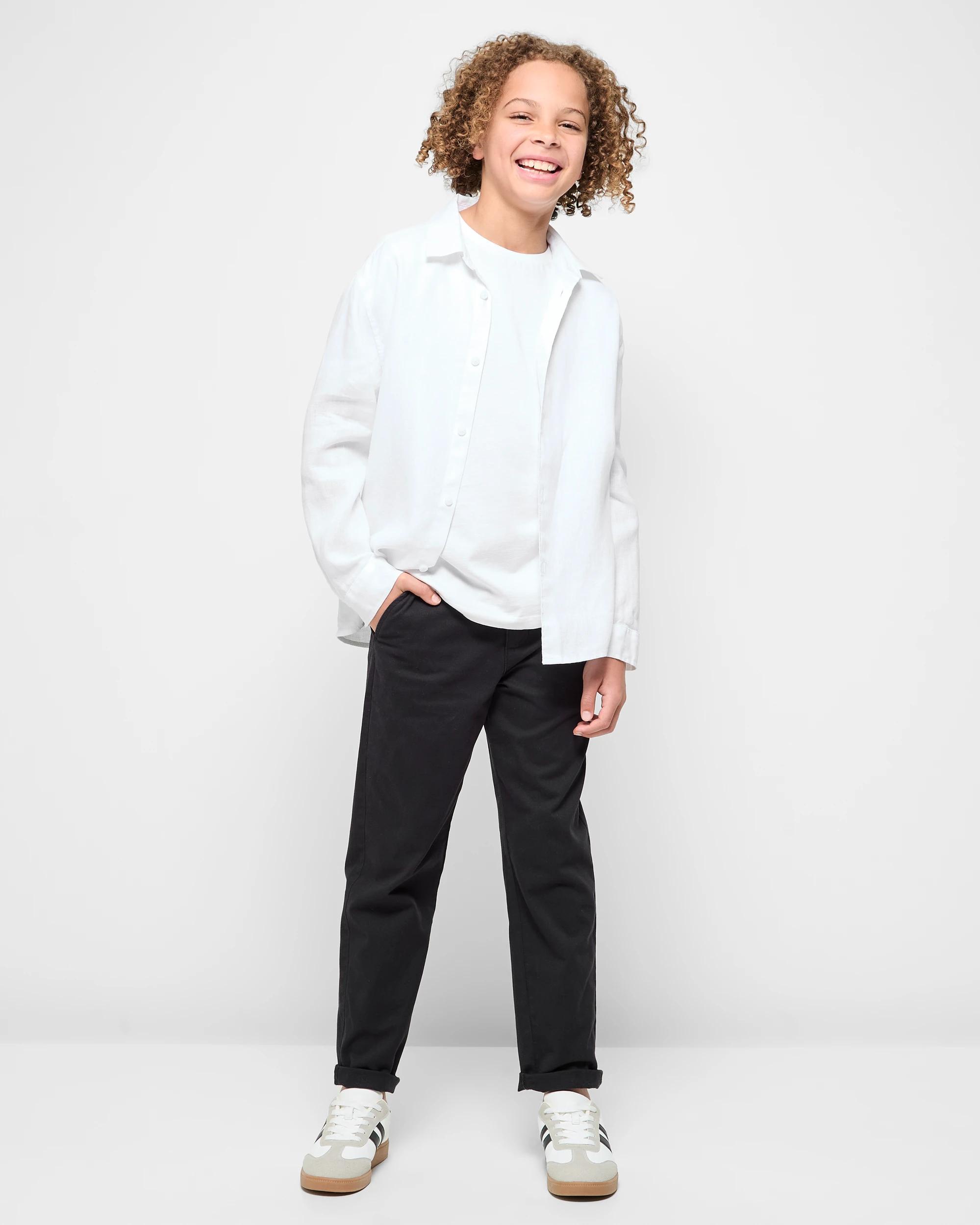 2 Target European Linen Long Sleeve Shirt WHITE, 2 of 7