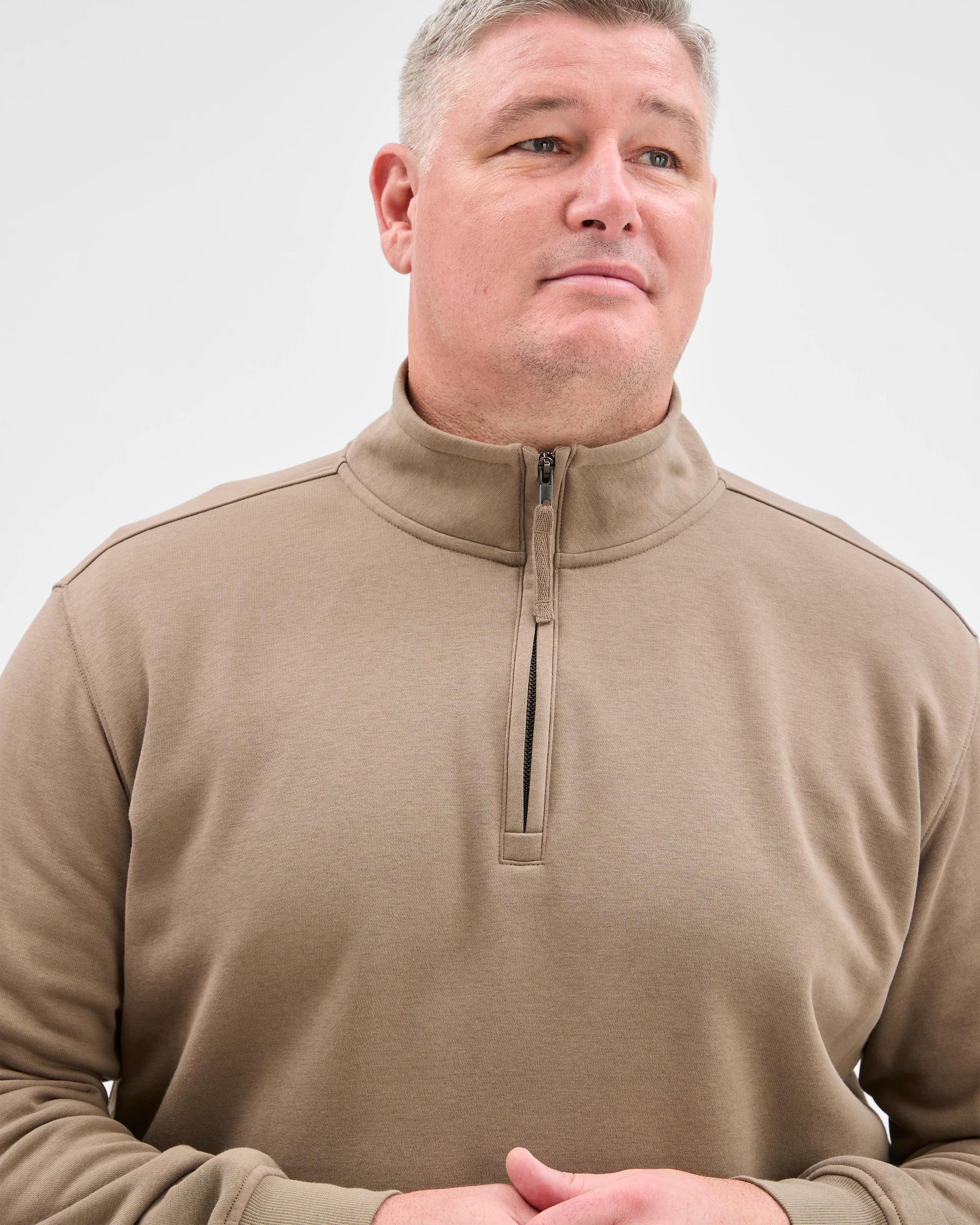 5 Target Man Plus Plus Size Australian Cotton Blend 1/2 Zip Jumper MUSHROOM, 5 of 6