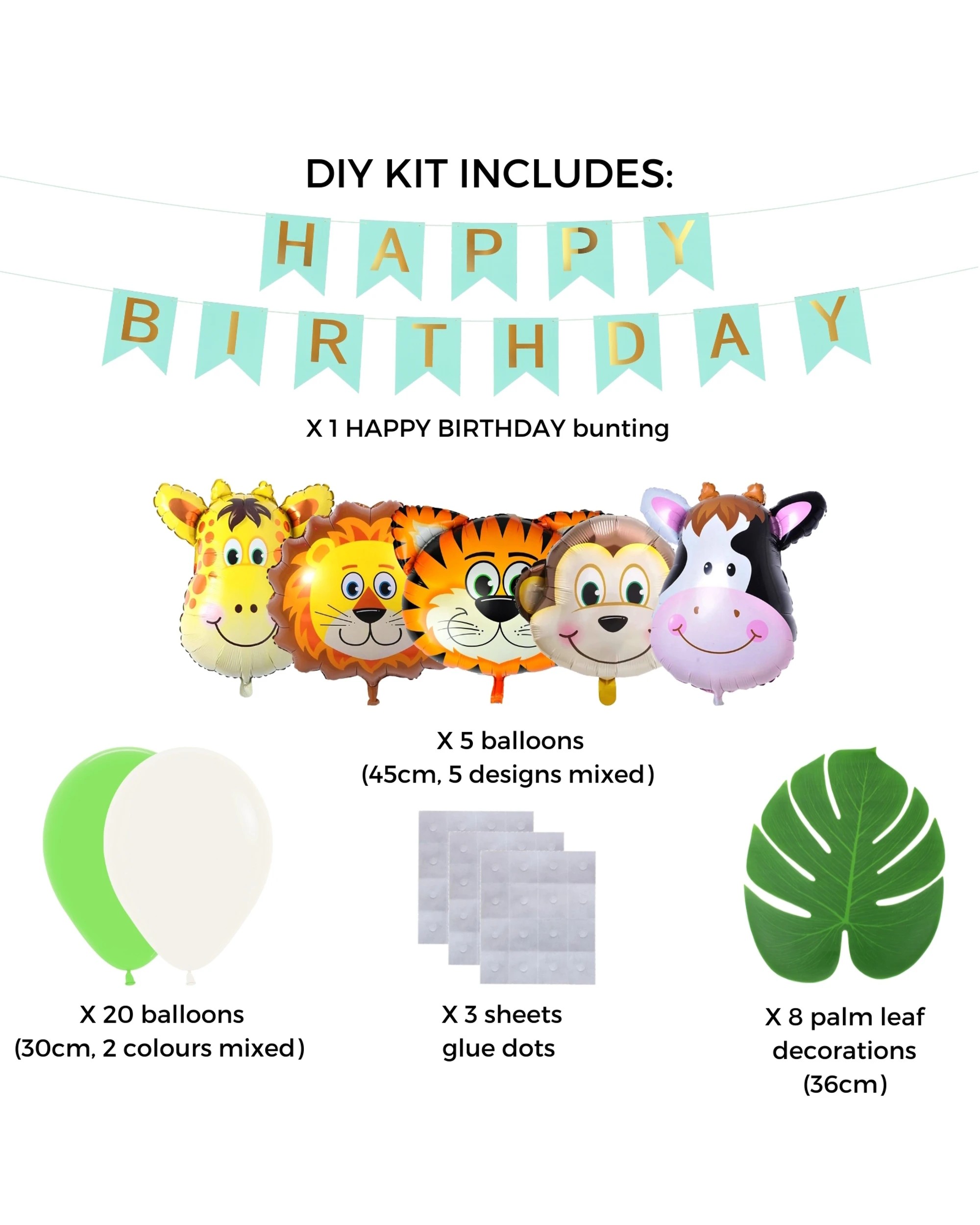 2 Party Maker Happy Birthday Jungle Balloon Decoration Kit - Green, 2 of 3
