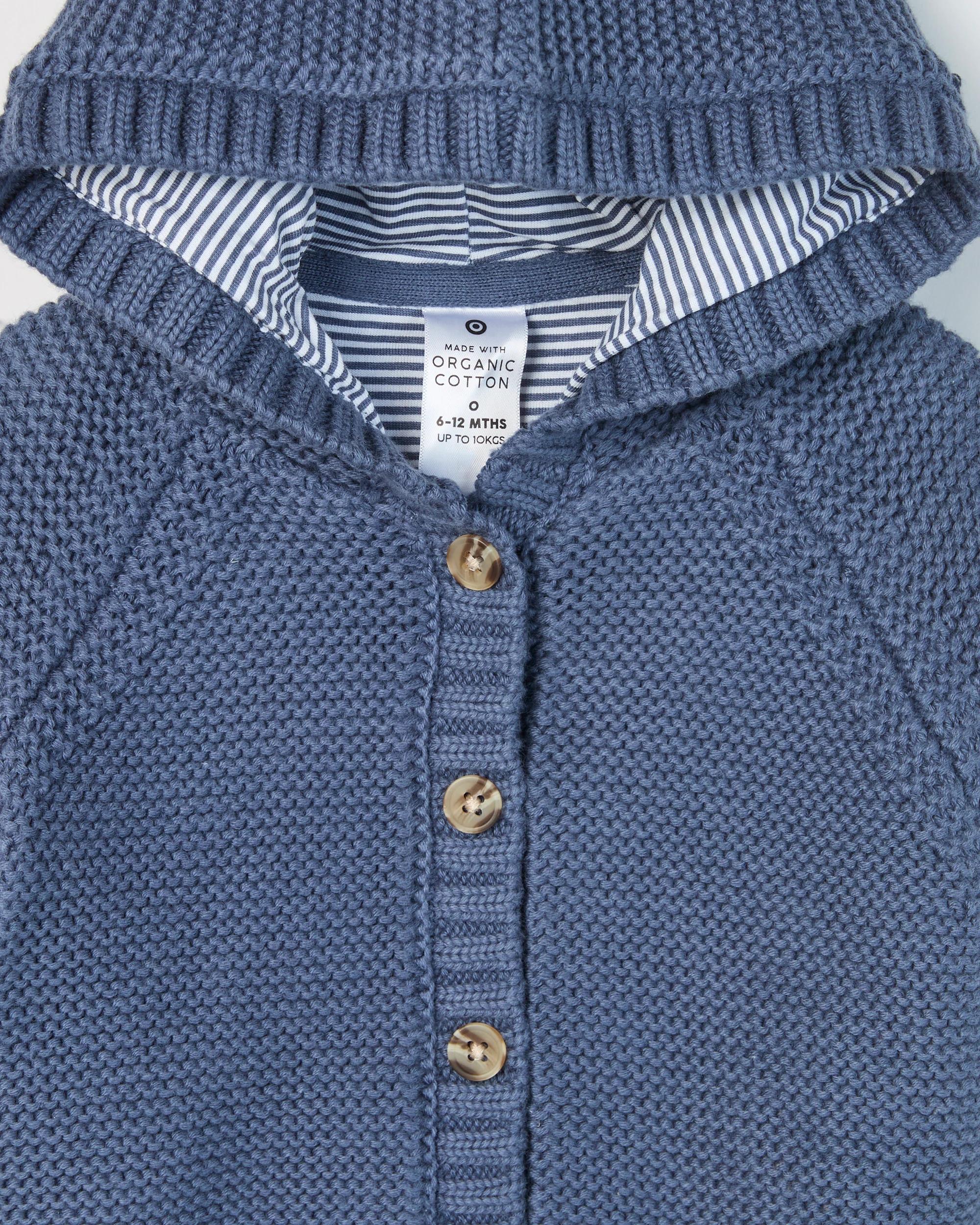 2 Target Baby Baby Organic Cotton Hooded Knit Cardigan VINTAGE INDIGO, 2 of 2