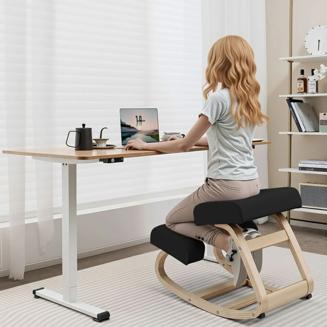 6 Artiss Kneeling Chair w/ Memory Foam, Ergonomic Posture Stool for Office/Gaming, 120kg - Black, 6 of 8