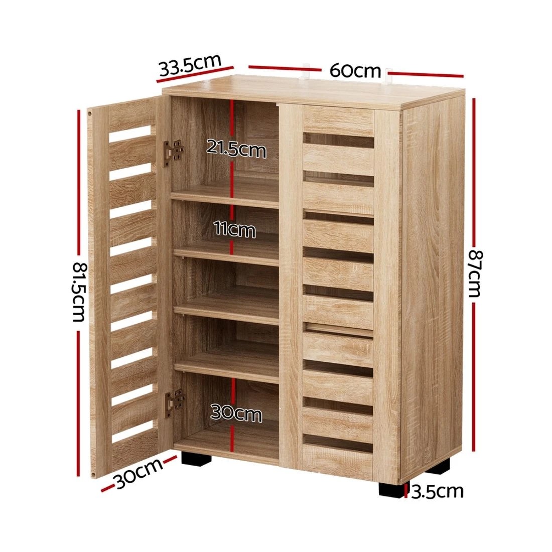 4 Artiss Shoe Rack Cabinet 20 Pairs 5-tier - Natural, 4 of 8