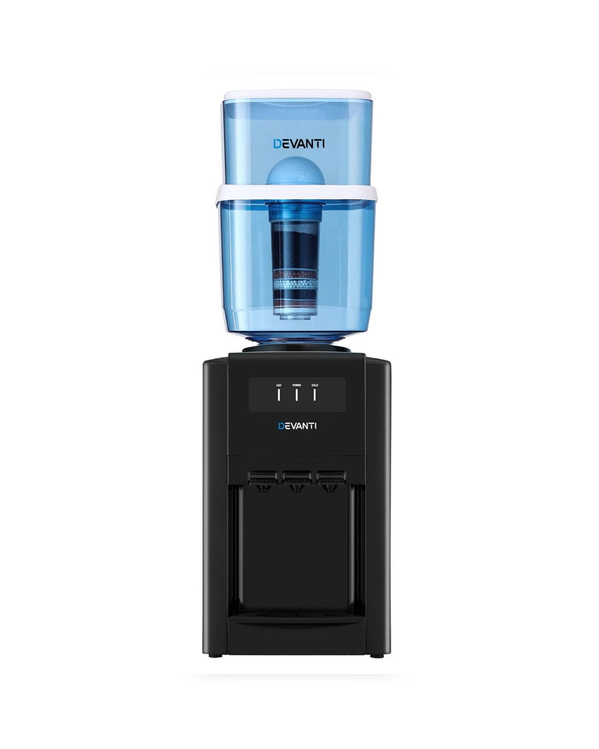 3 22L Devanti Water Cooler Dispenser Bench Top 3 Taps Chiller Filter Purifier Three Taps - Black, 3 of 7