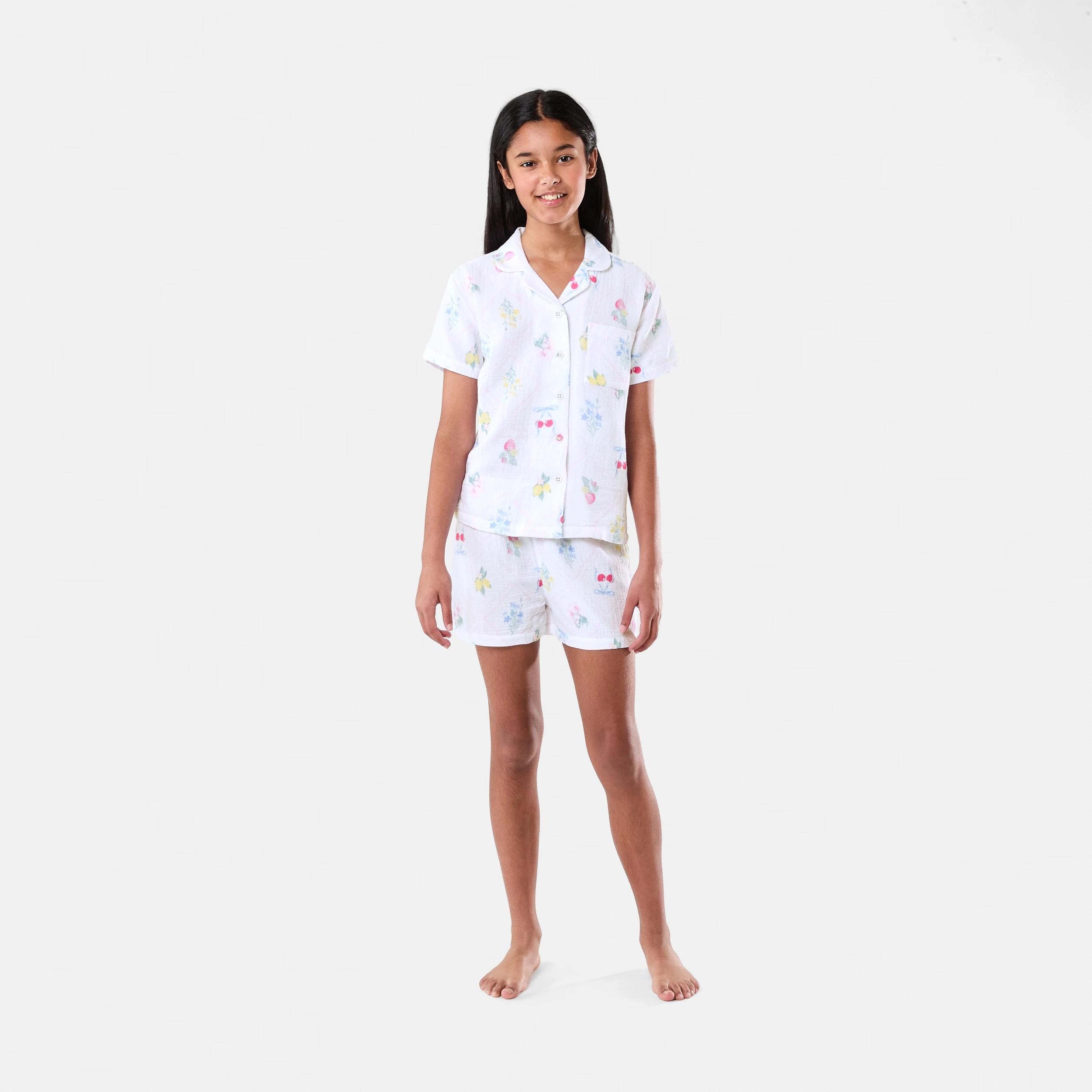 1 Short Sleeve Woven Pyjama Set PATCHWORK FRUIT, 1 of 9