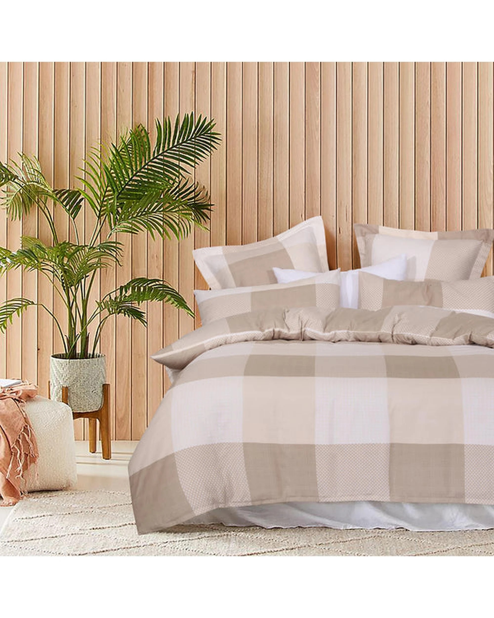2 Amsons Quilt Cover Set With European Pillow Covers - King Single Bed - Beige, 2 of 6