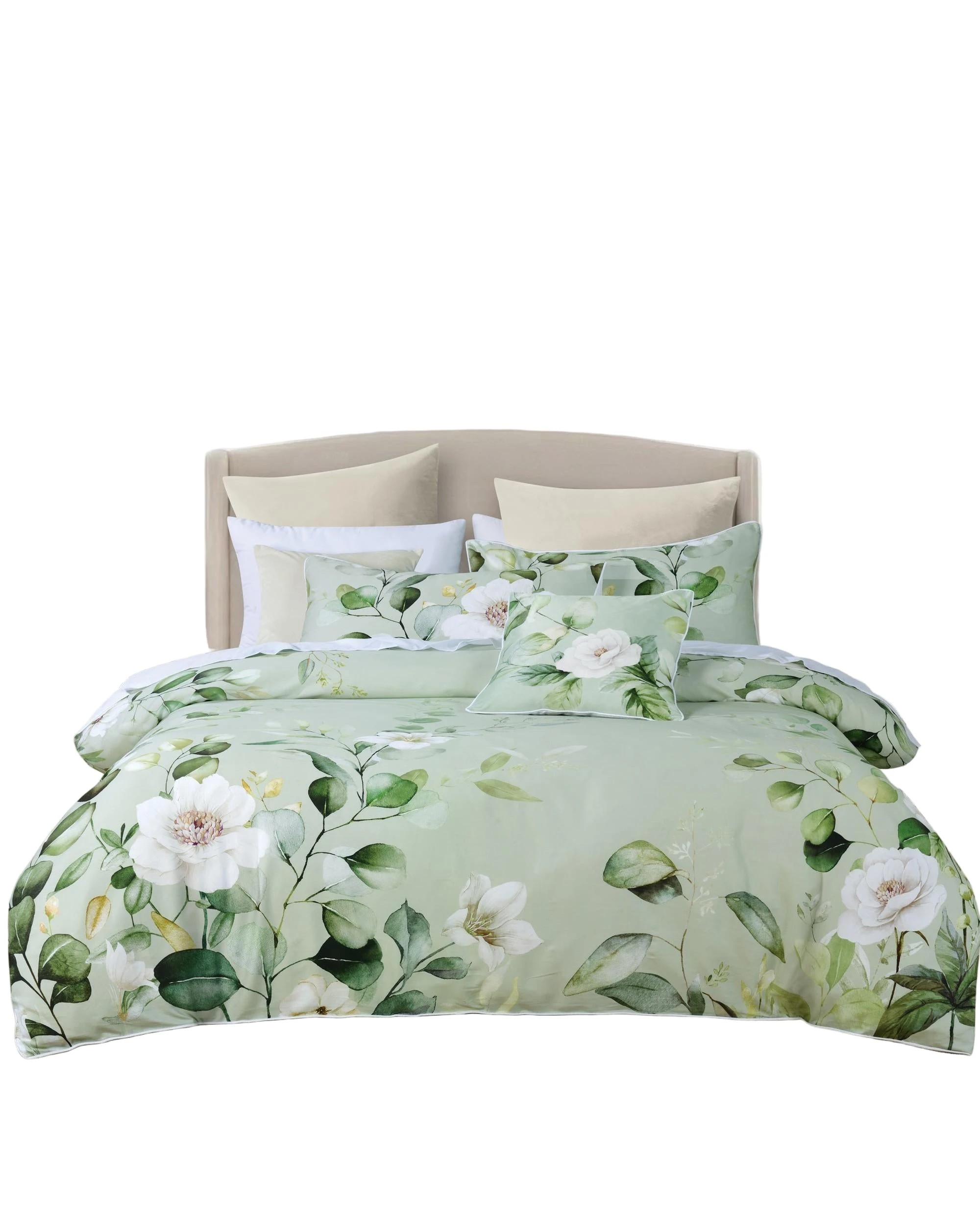 1 Bianca Salisbury Queen Cotton Sateen Quilt Cover & Pillowcase Set - Green, 1 of 4