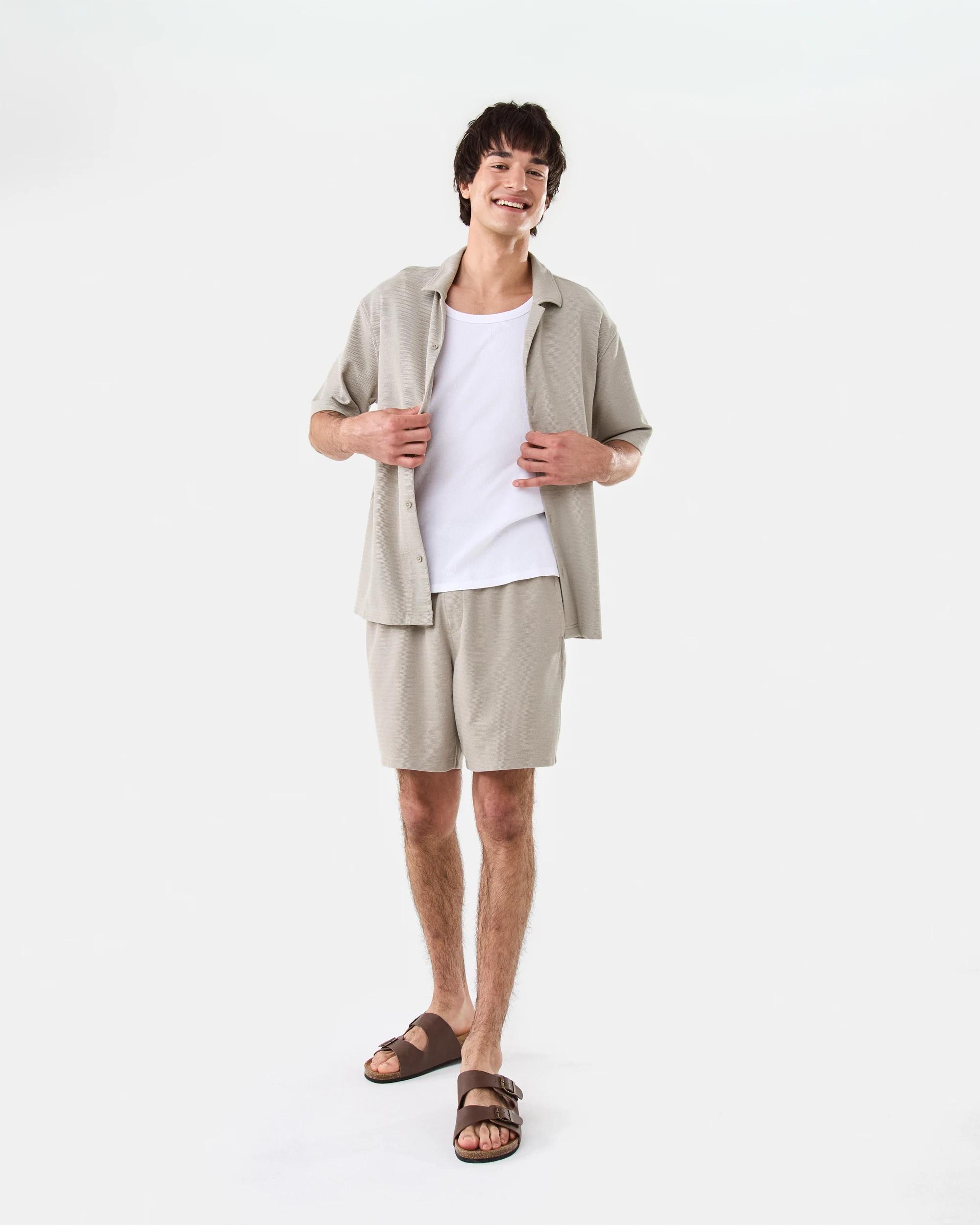 2 Short Sleeve Textured Shirt Bge Khaki, 2 of 10