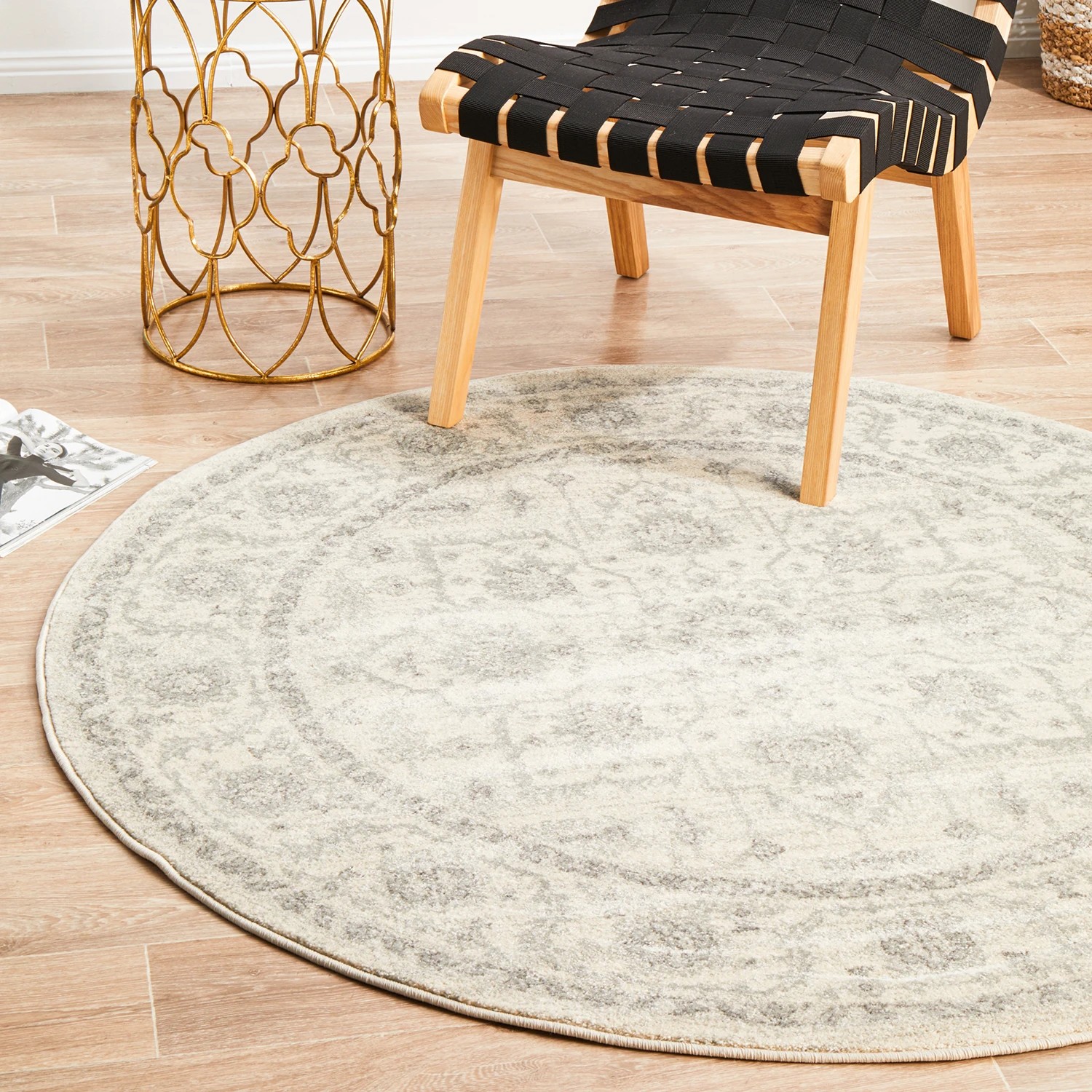 4 Common Ground Rugs Encore 261 240x240cm - Large Round Power Loomed Pet Friendly Rug - Natural, 4 of 9