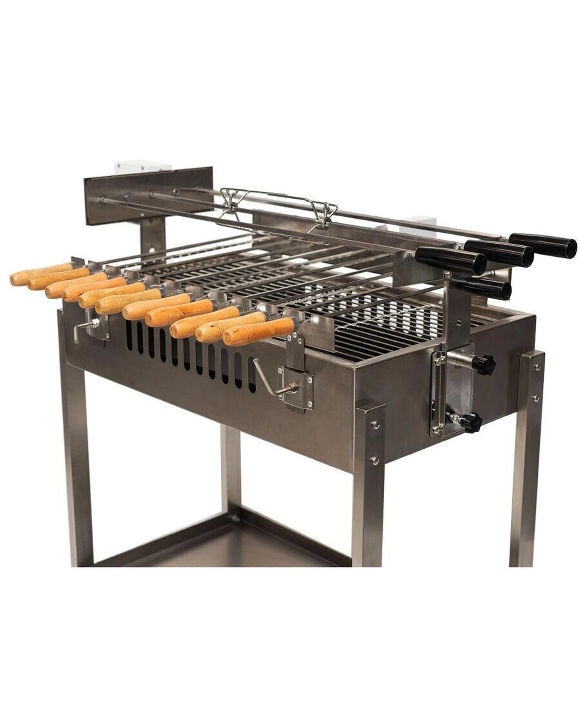 4 Outdoor Central Straight 3 Skewer in - line Cyprus Spit - Stainless Steel, 4 of 10