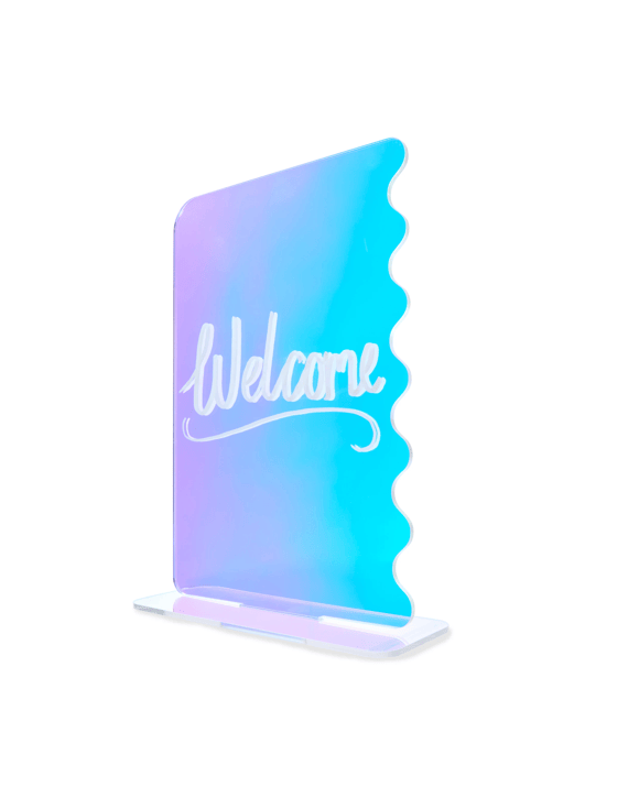 4 Piece Iridescent Wavy Acrylic Tabletop Sign