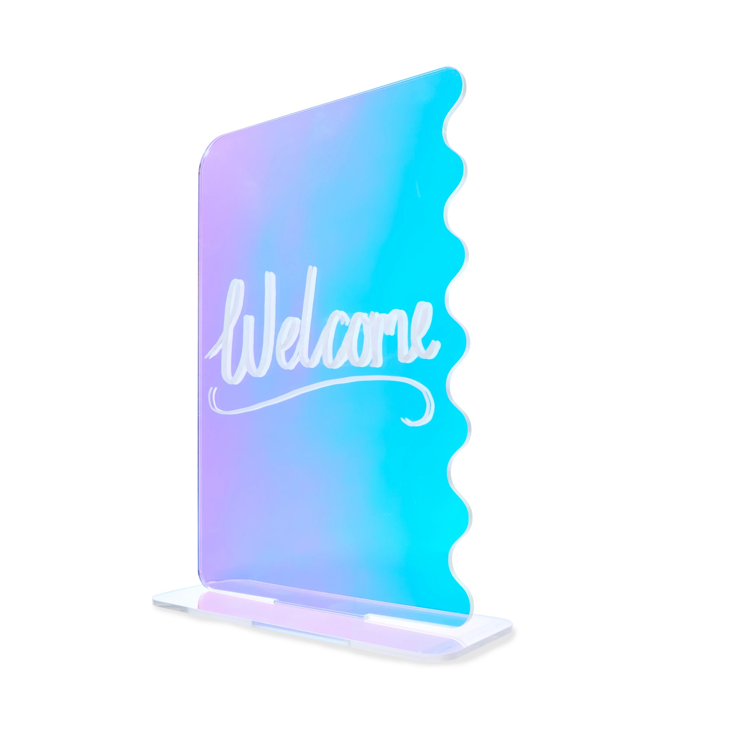 1 4 Piece Iridescent Wavy Acrylic Tabletop Sign, 1 of 9